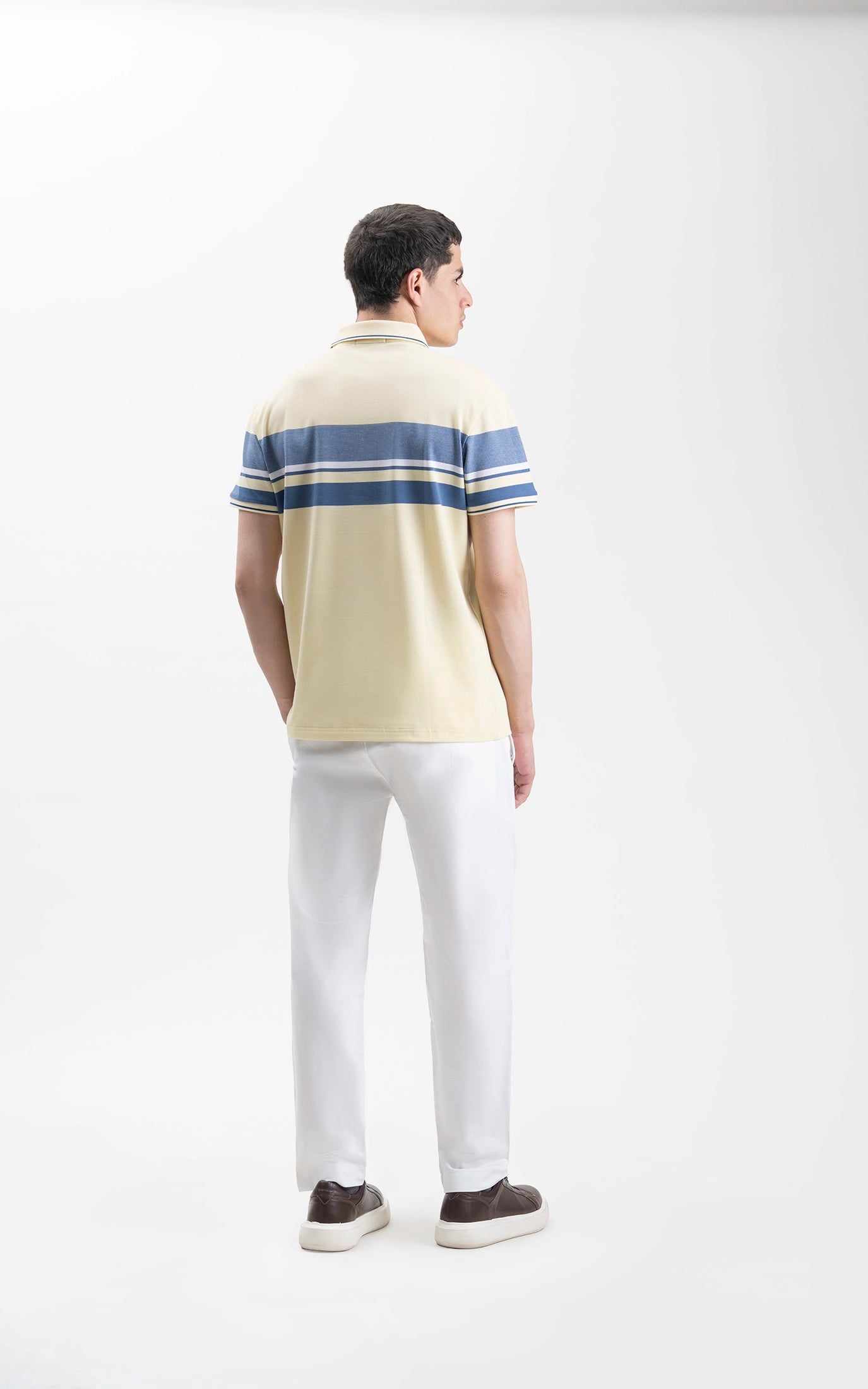 SMART FIT EXECUTIVE ENGINEER STRIPED POLO SHIRT LIME YELLOW