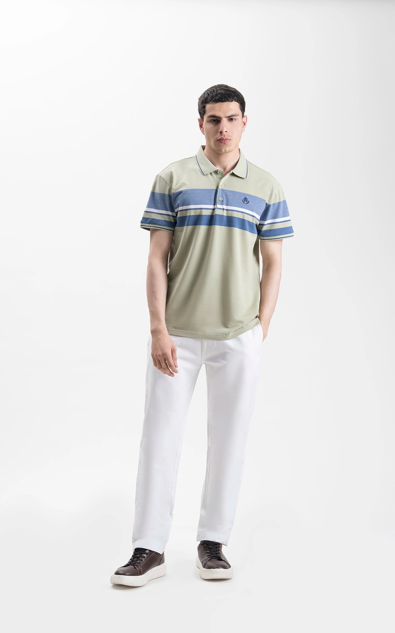 SMART FIT EXECUTIVE ENGINEER STRIPED POLO SHIRT LIGHT GREEN