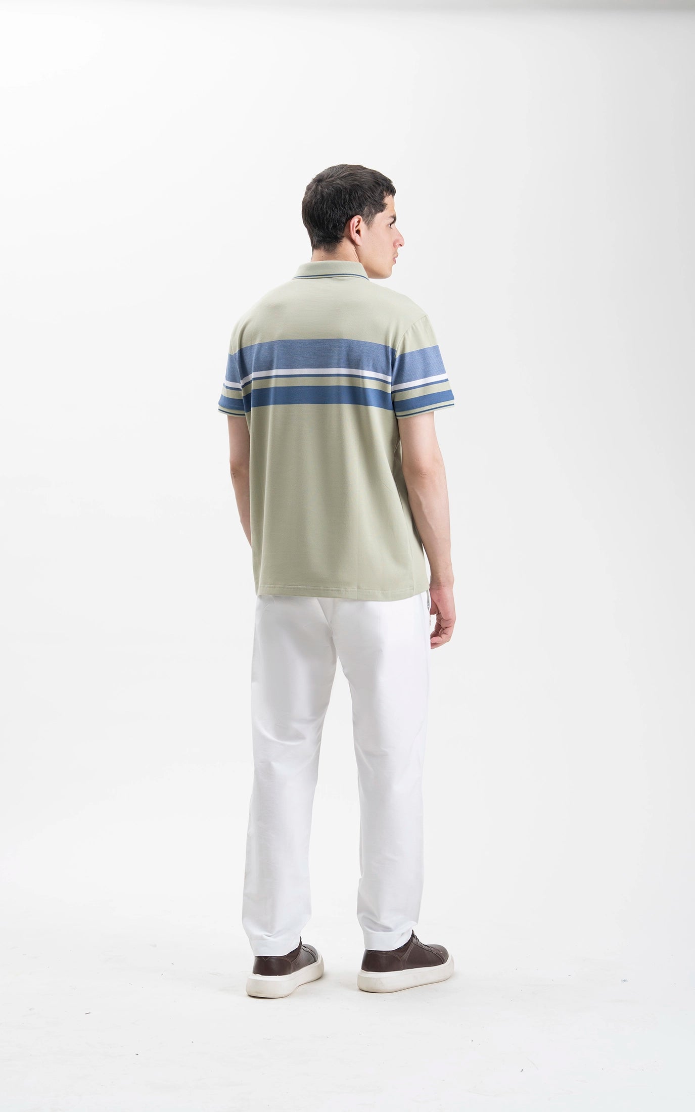 SMART FIT EXECUTIVE ENGINEER STRIPED POLO SHIRT LIGHT GREEN