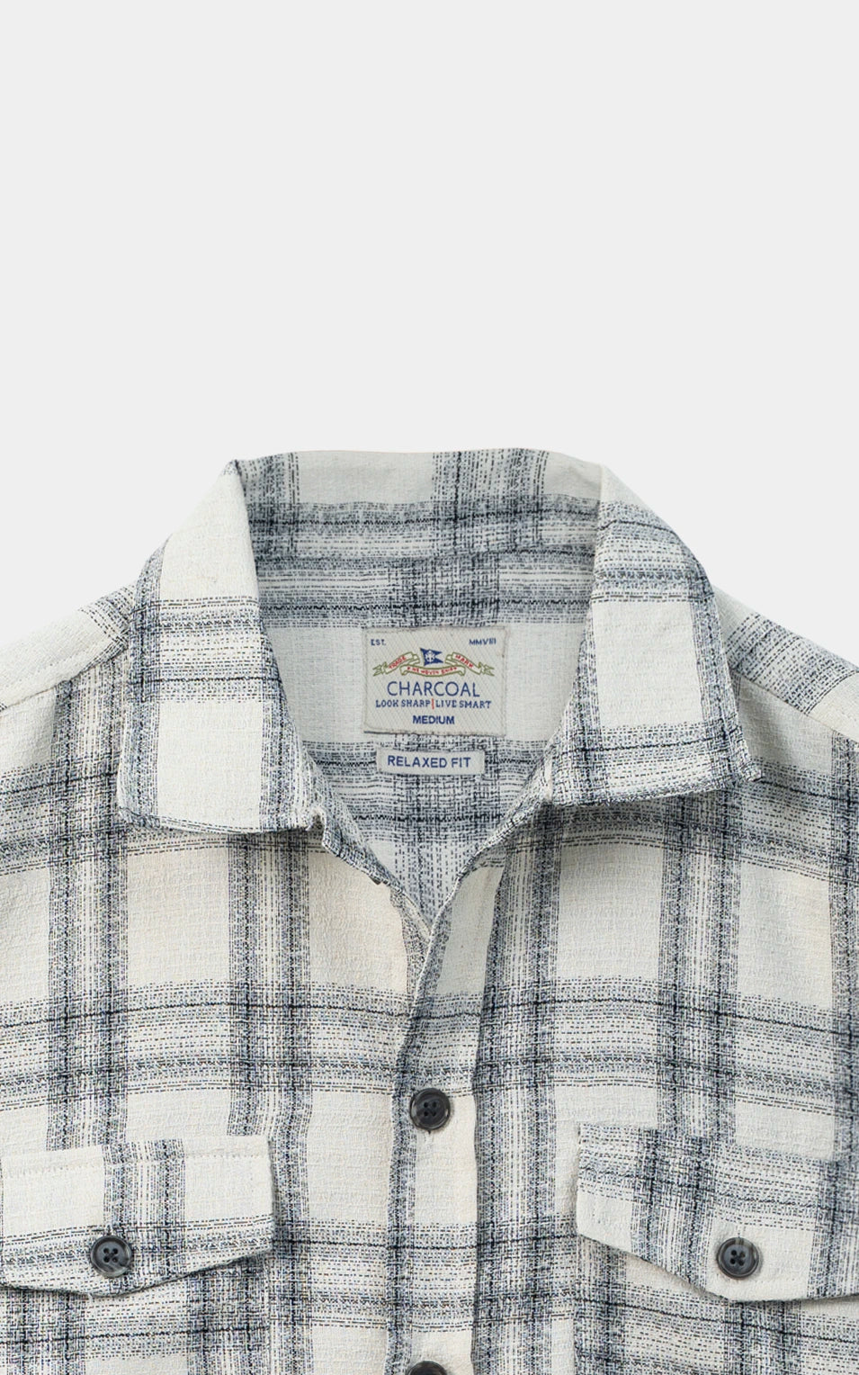 RELAXED FIT CASUAL SHIRT OFF WHITE CHECK