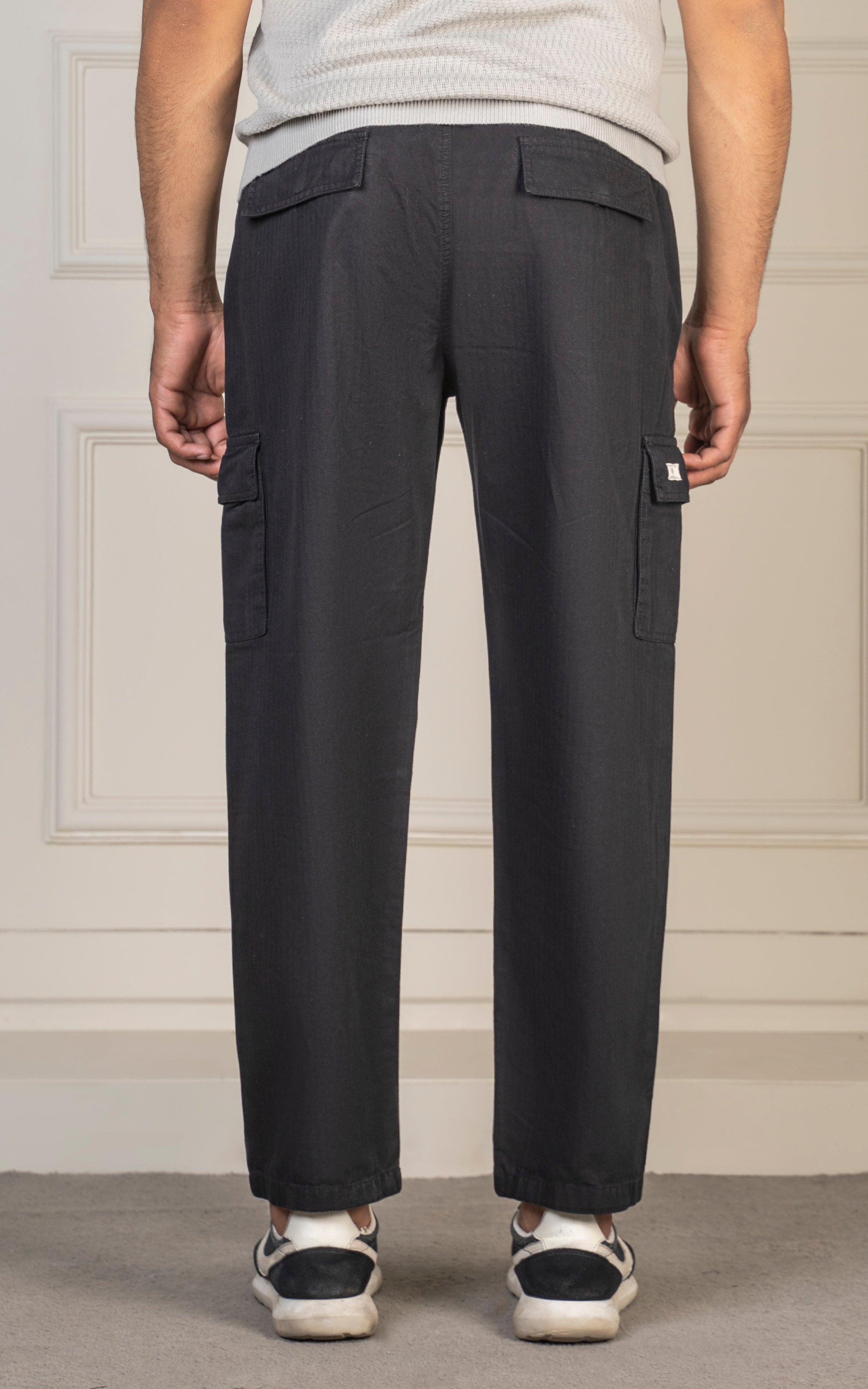 STRAIGHT FIT CARGO TROUSER  BLACK