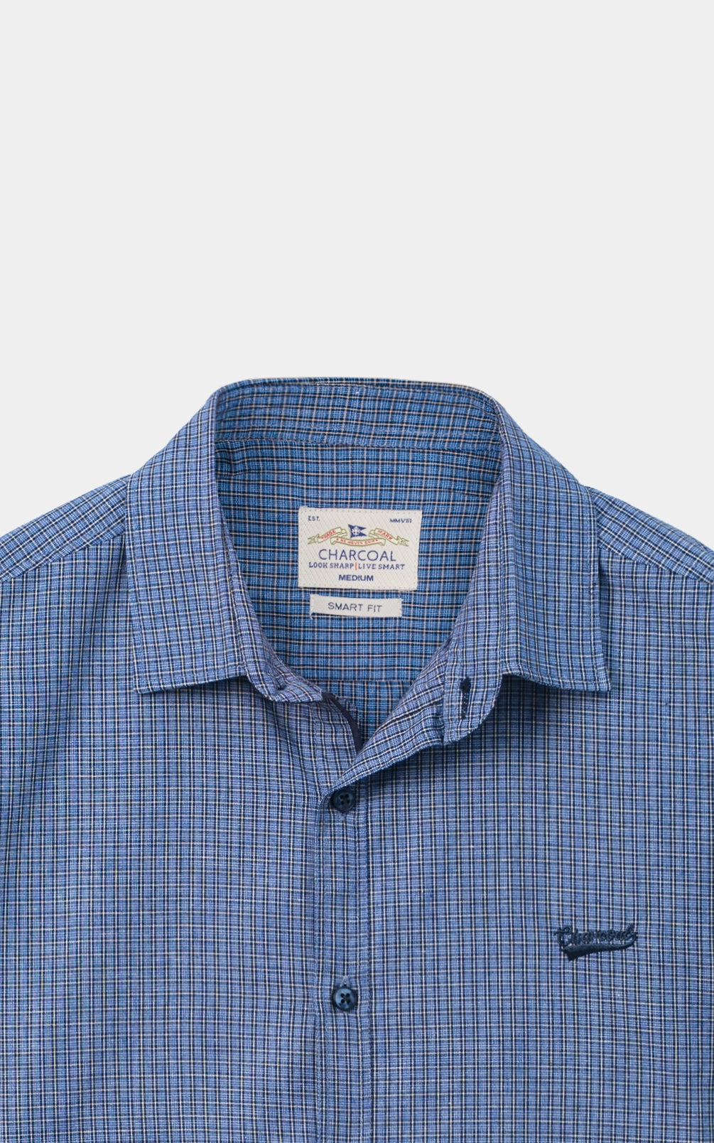 CHECKERED CASUAL SHIRT GREY BLUE