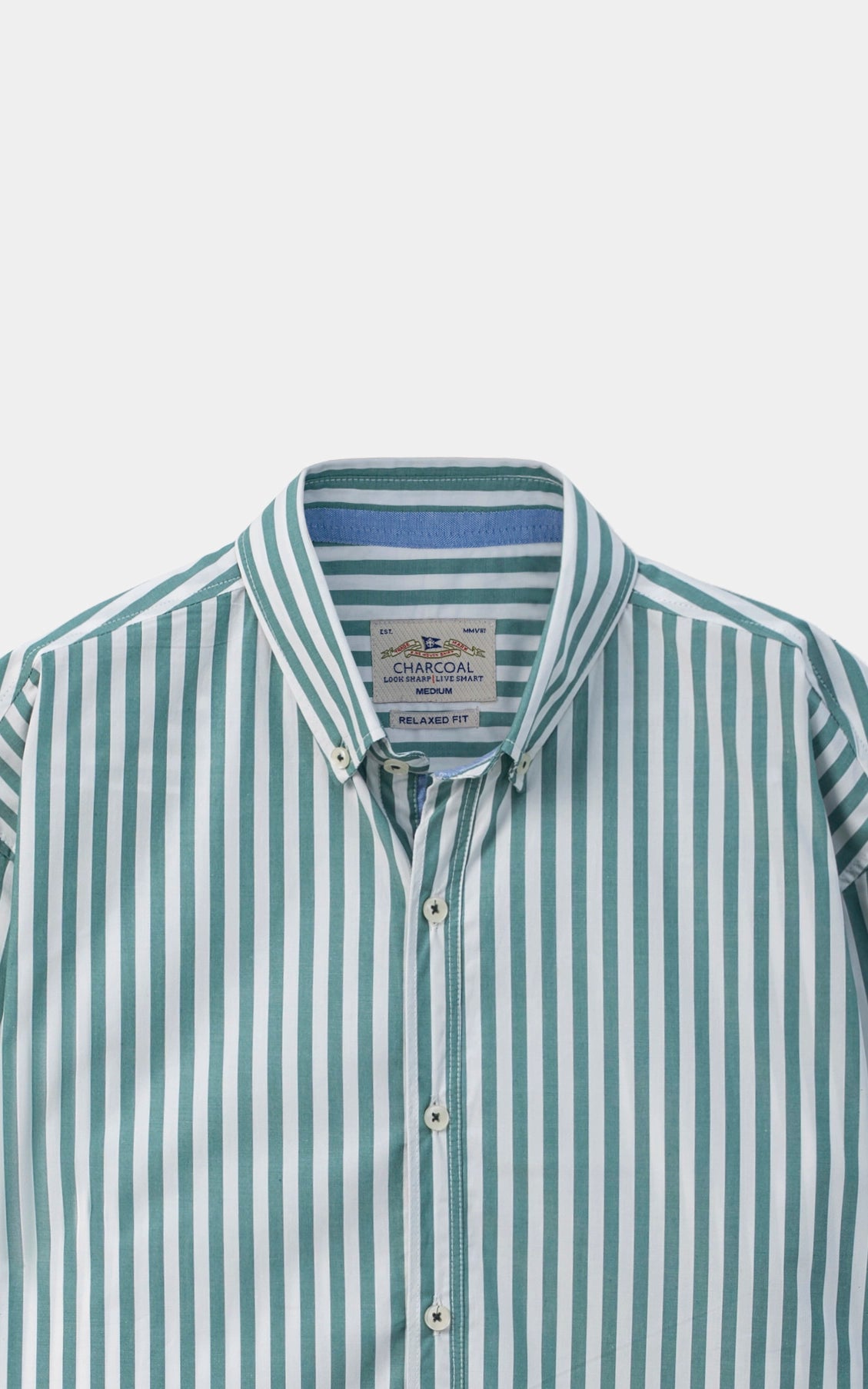 STRIPED RELAXED CASUAL SHIRT OFF WHITE GREEN