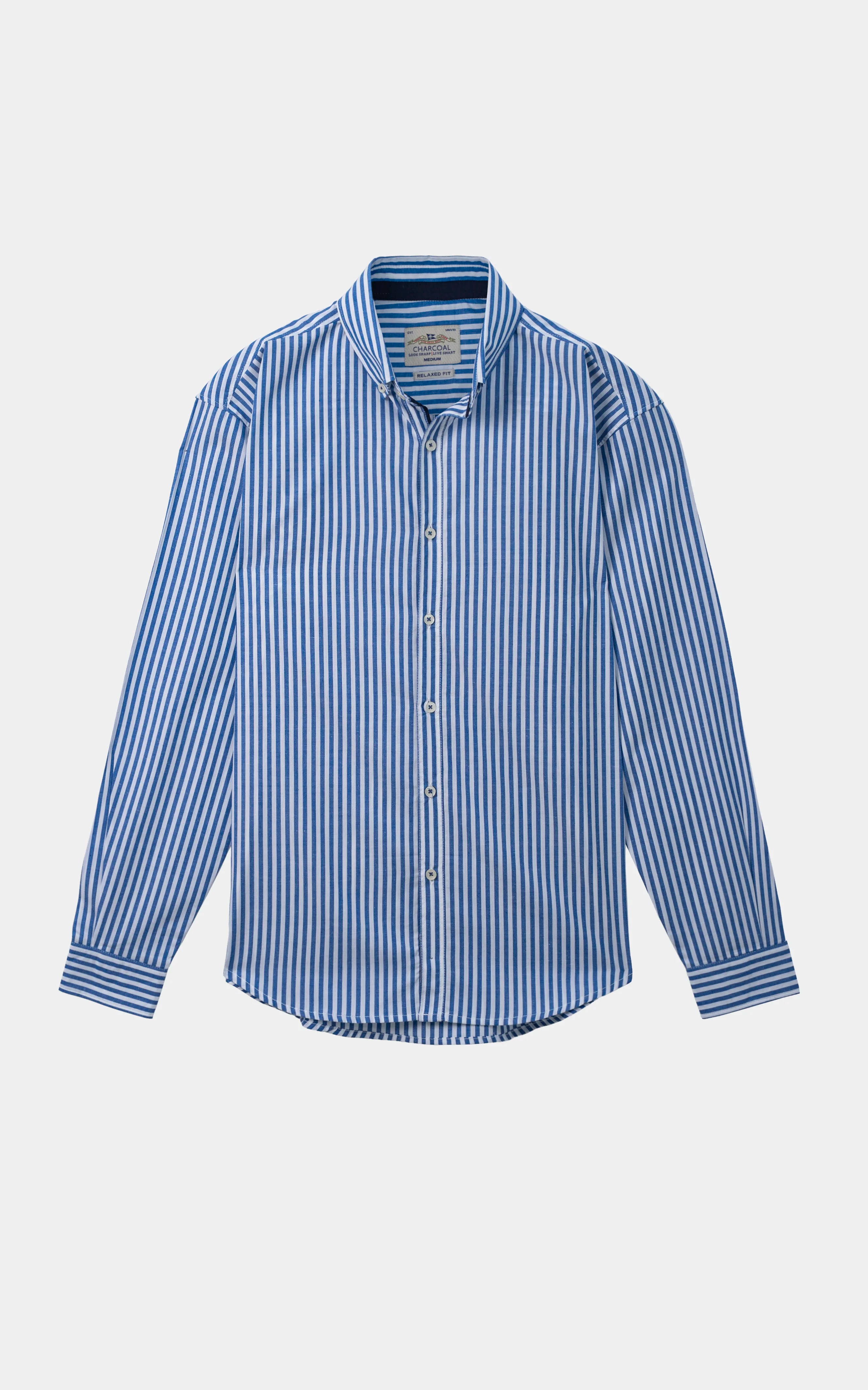 STRIPED RELAXED CASUAL SHIRT WHITE BLUE