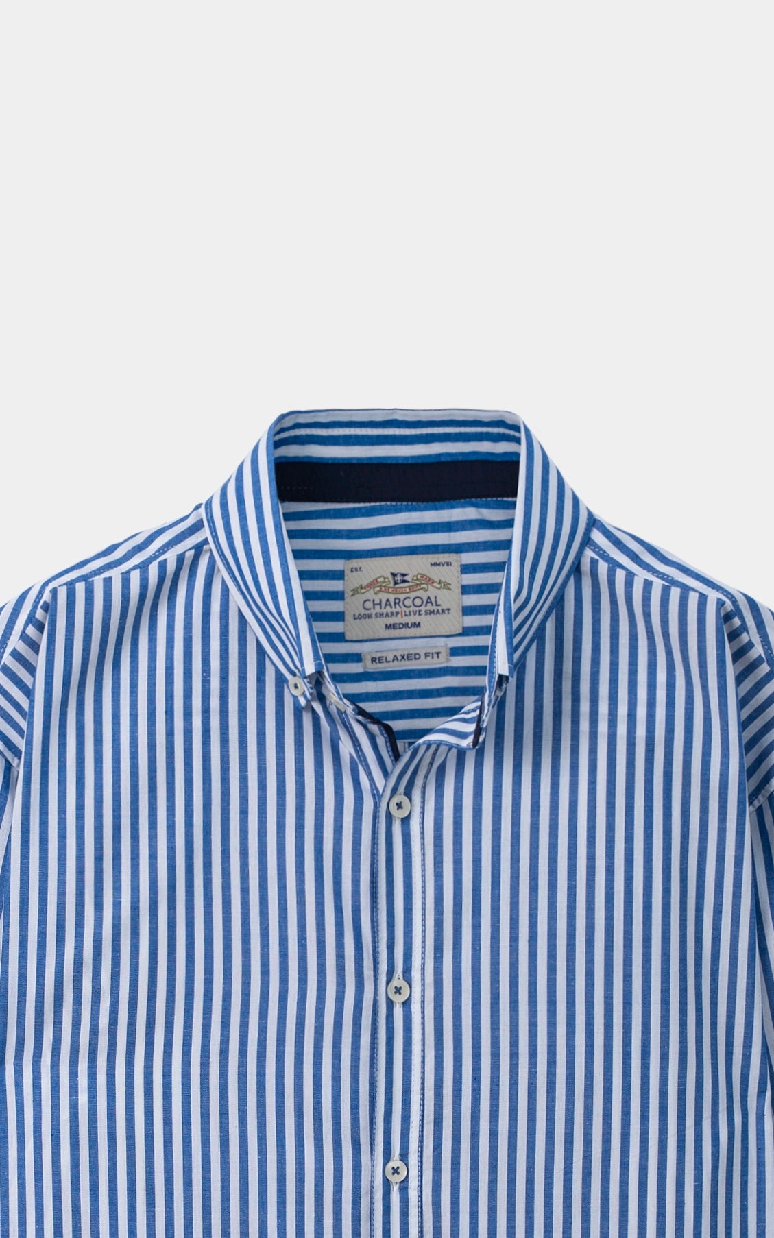 STRIPED RELAXED CASUAL SHIRT WHITE BLUE