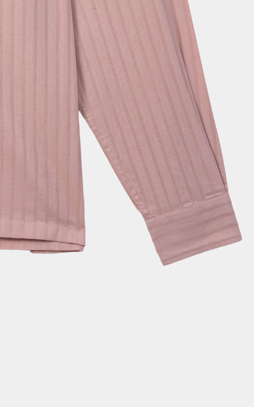 SELF TEXTURED JACQUARD CASUAL SHIRT PINK