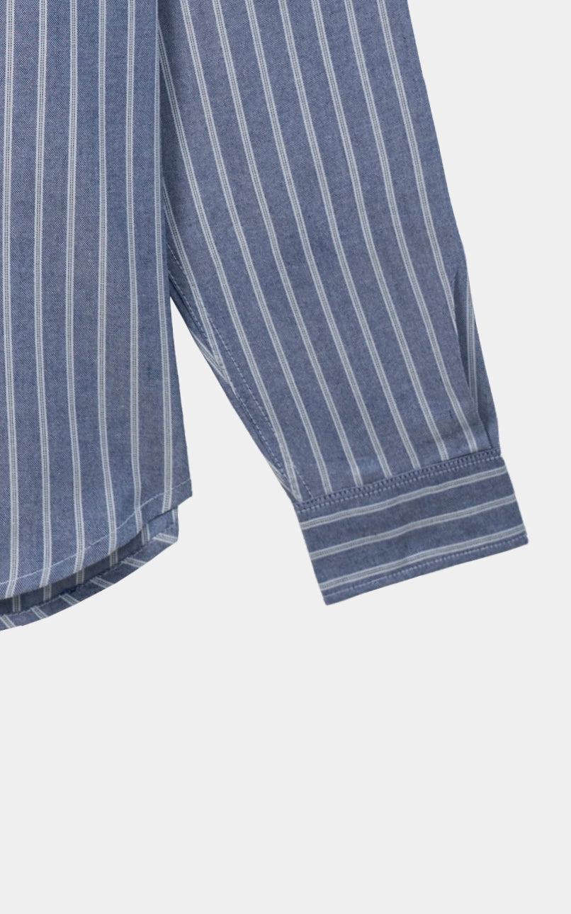 STRIPED RELAXED CASUAL SHIRT CHAMBRAY BLUE WHITE