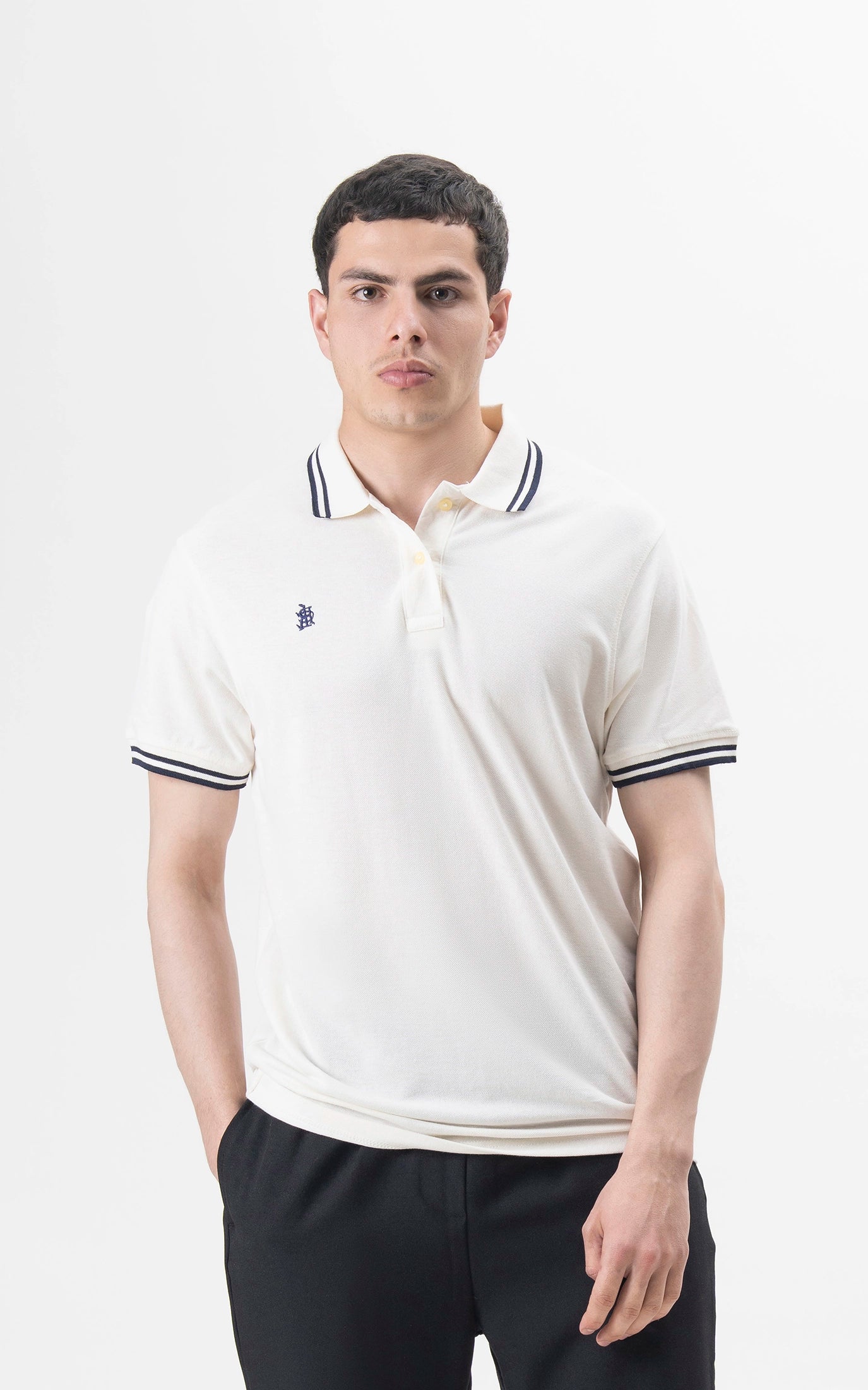 REGULAR FIT TIPPING POLO SHIRT OFF WHITE