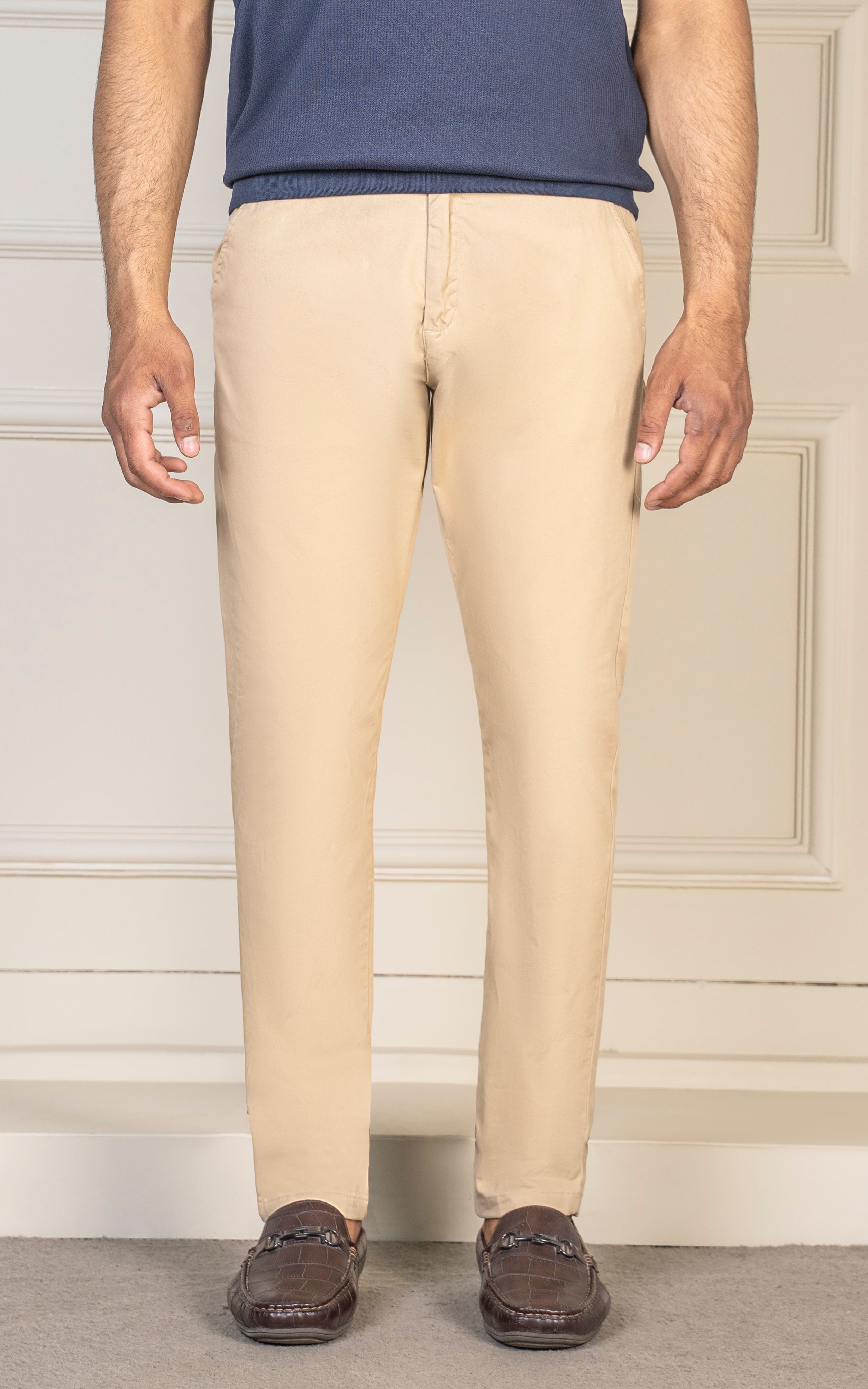 SLIM FIT SATIN PANT KHAKI