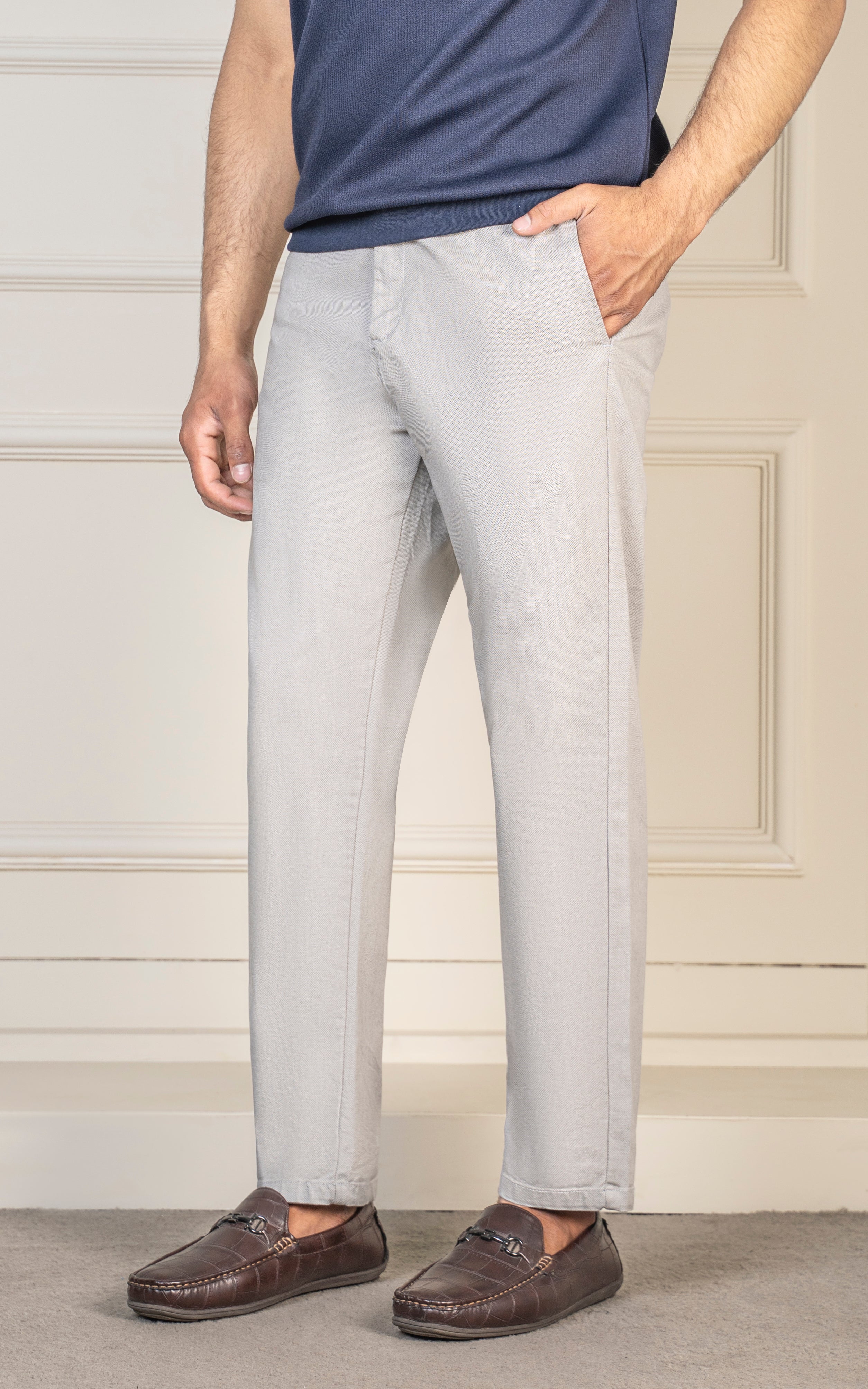 TEXTURED LOOSE FIT PANT STONE