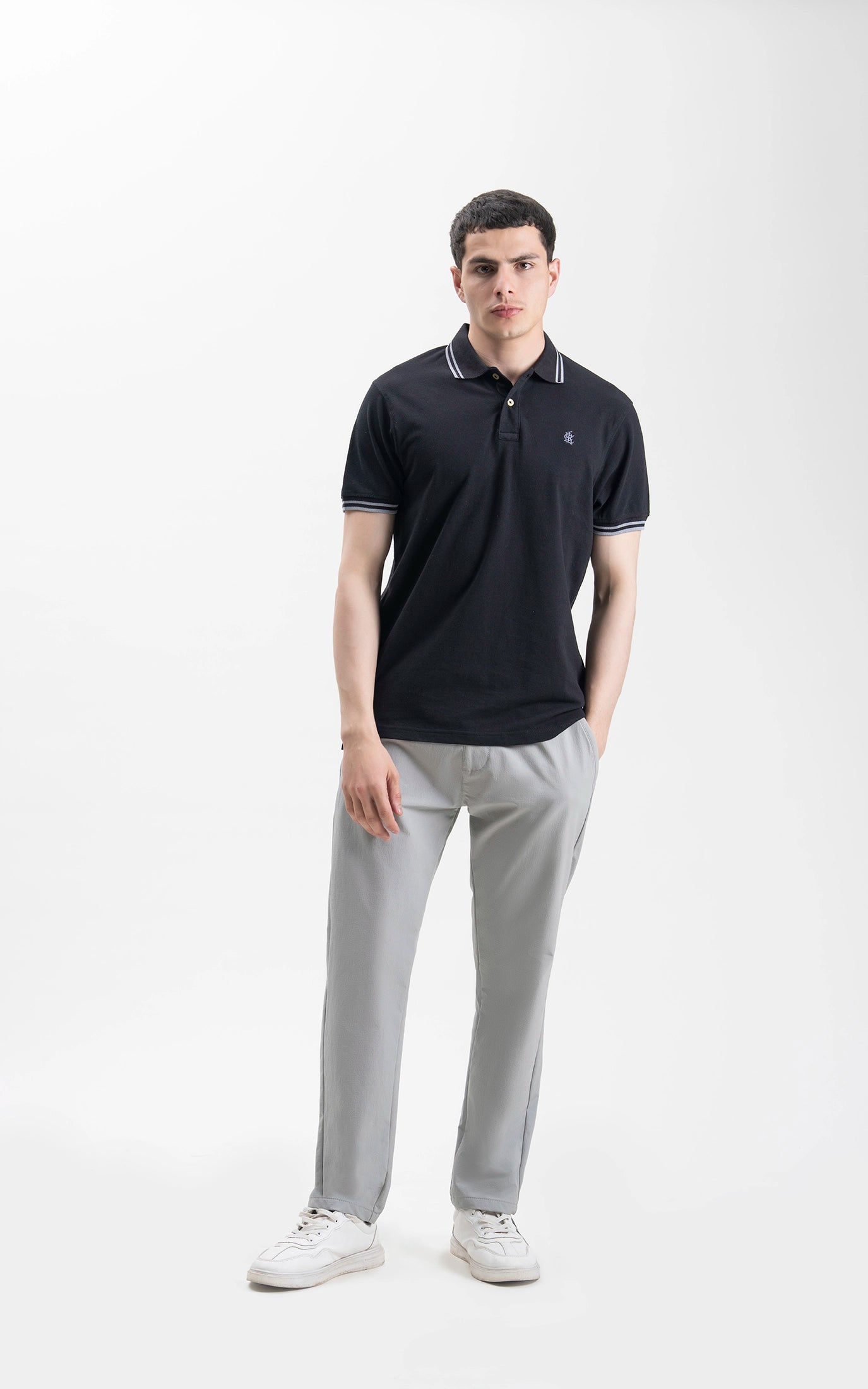 REGULAR FIT TIPPING POLO SHIRT BLACK