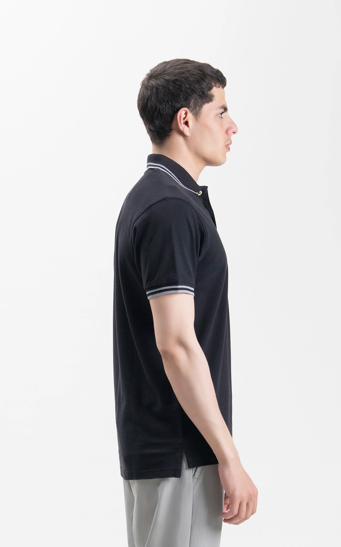 REGULAR FIT TIPPING POLO SHIRT BLACK