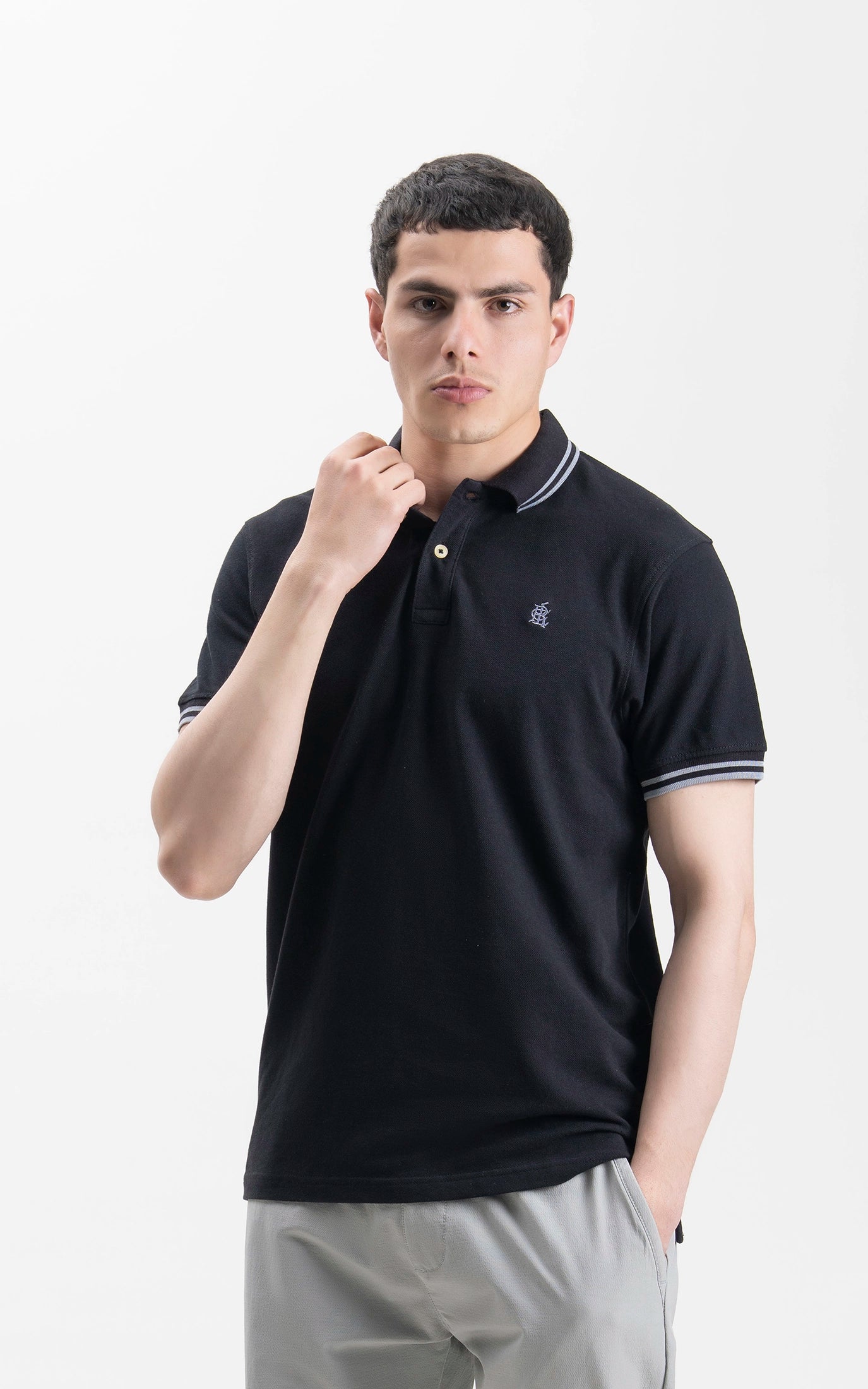 REGULAR FIT TIPPING POLO SHIRT BLACK