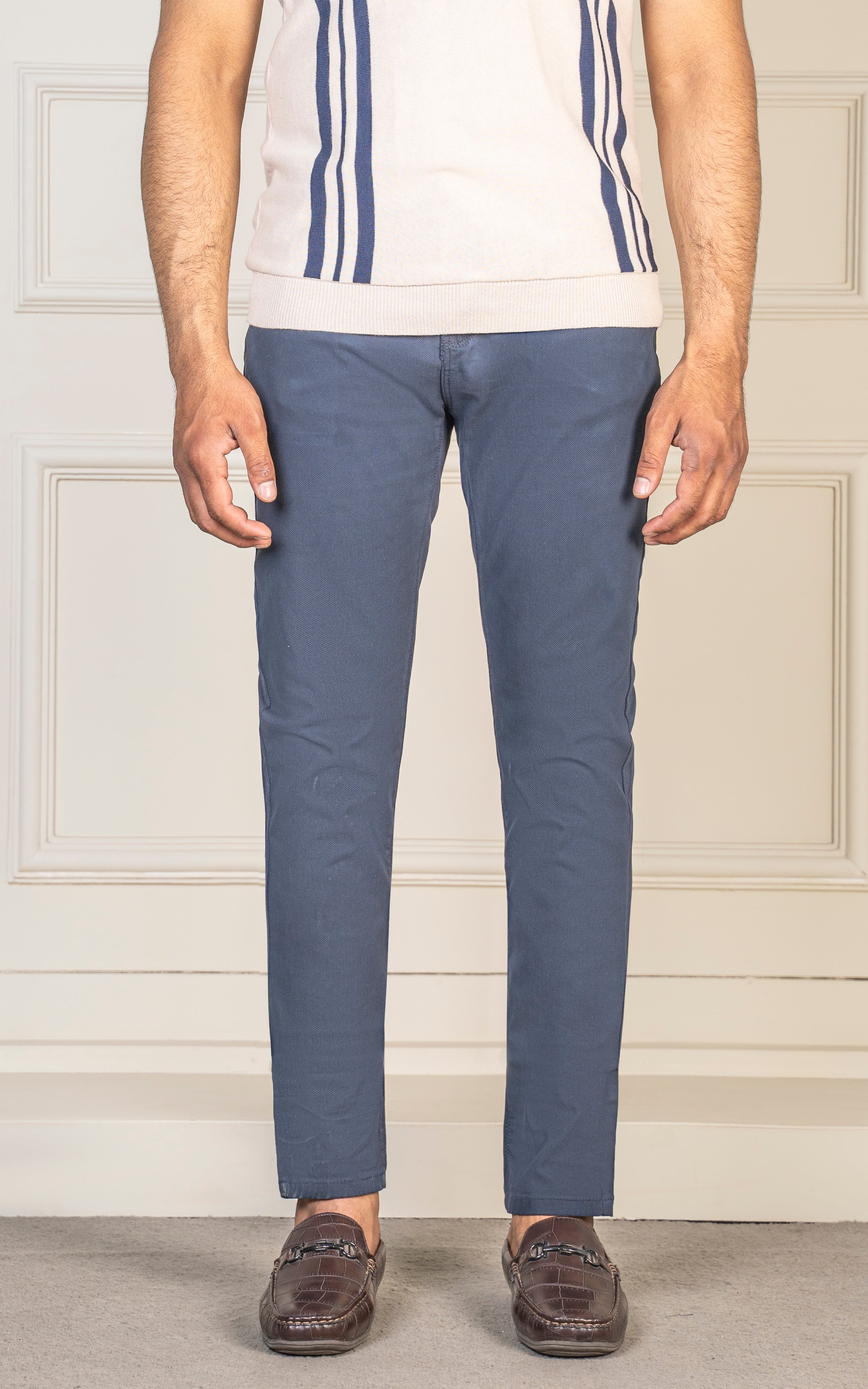 DOBBY 5 POCKET SLIM FIT PANT GREY