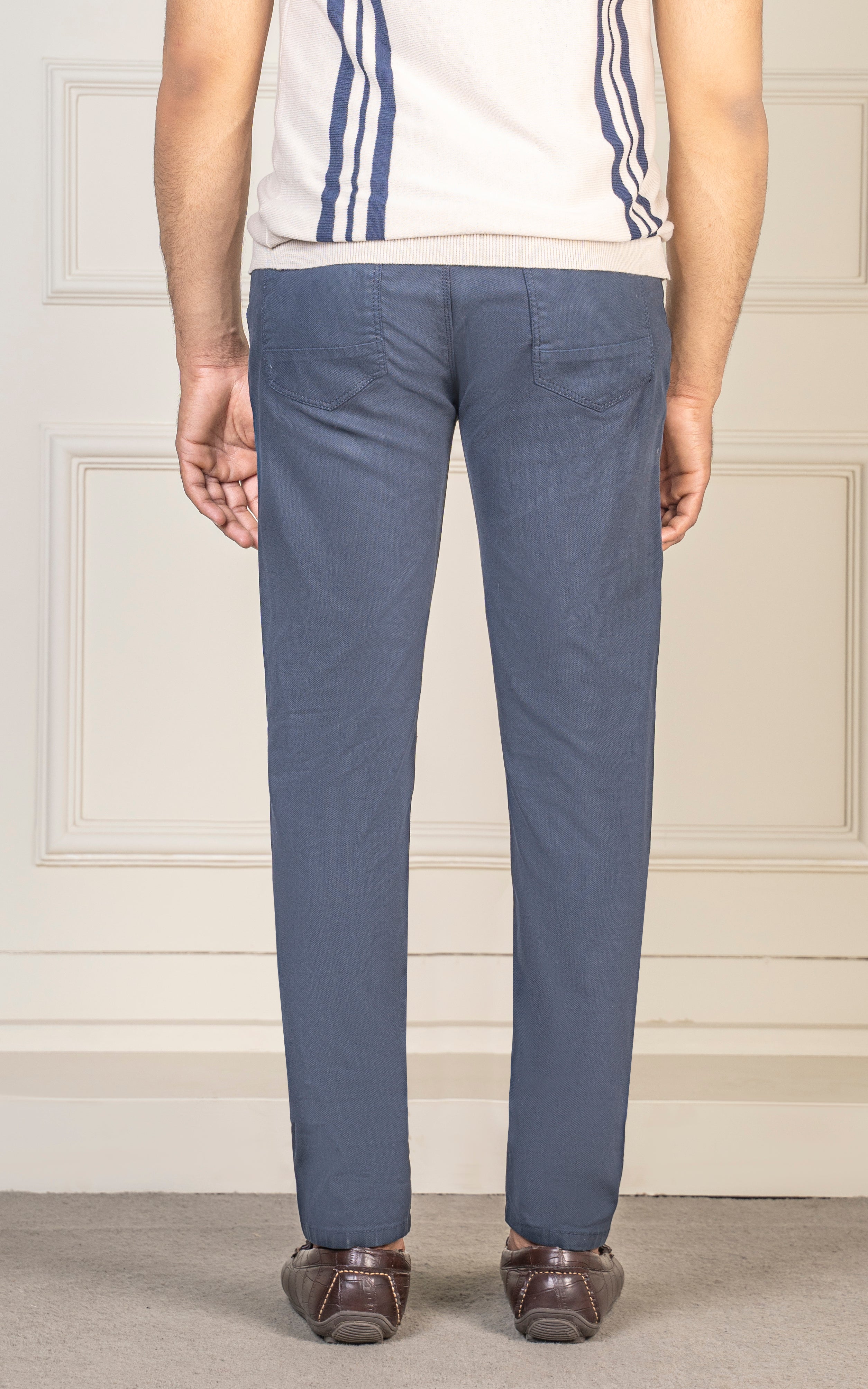 DOBBY 5 POCKET SLIM FIT PANT GREY