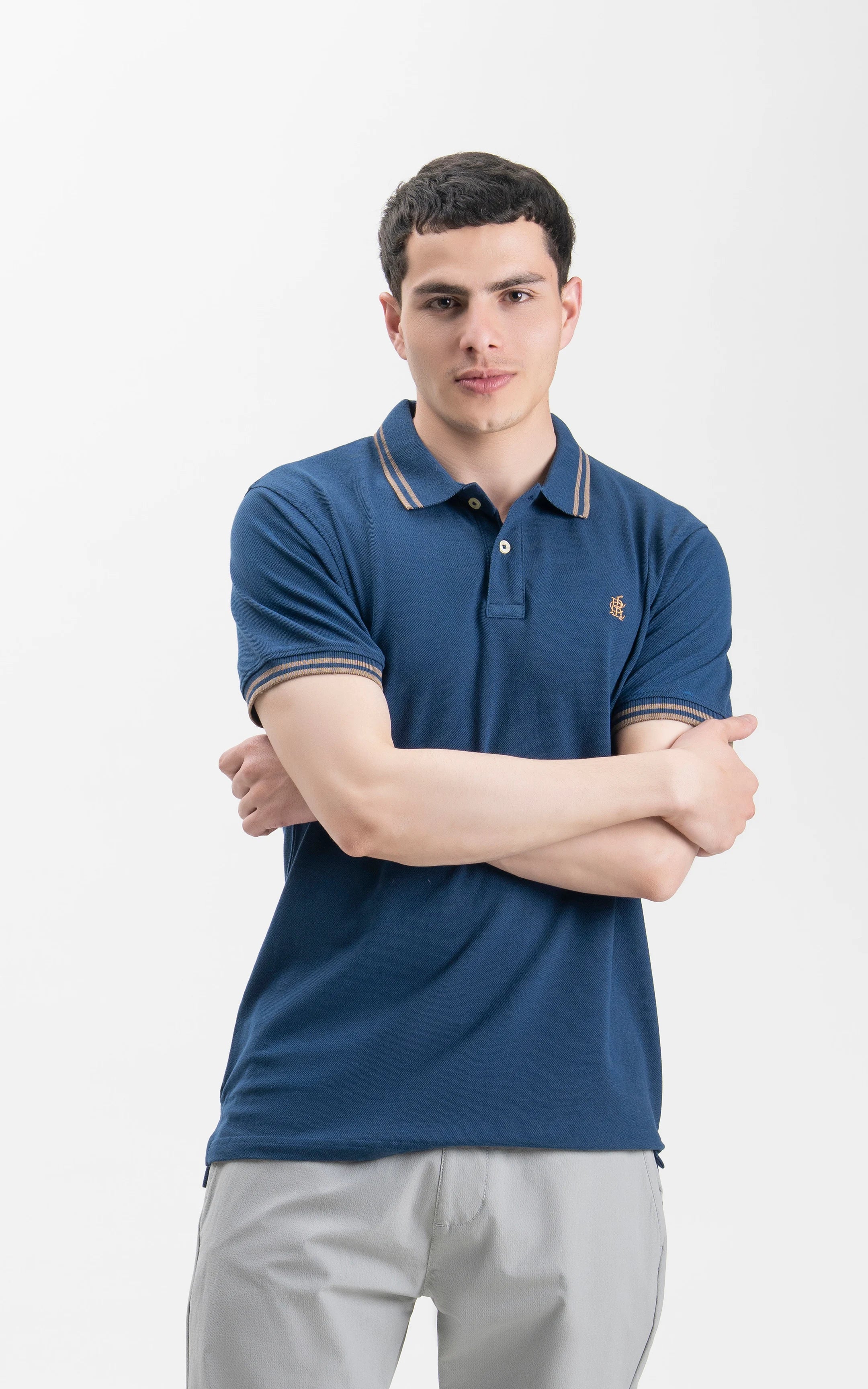 REGULAR FIT TIPPING POLO SHIRT TEAL BLUE