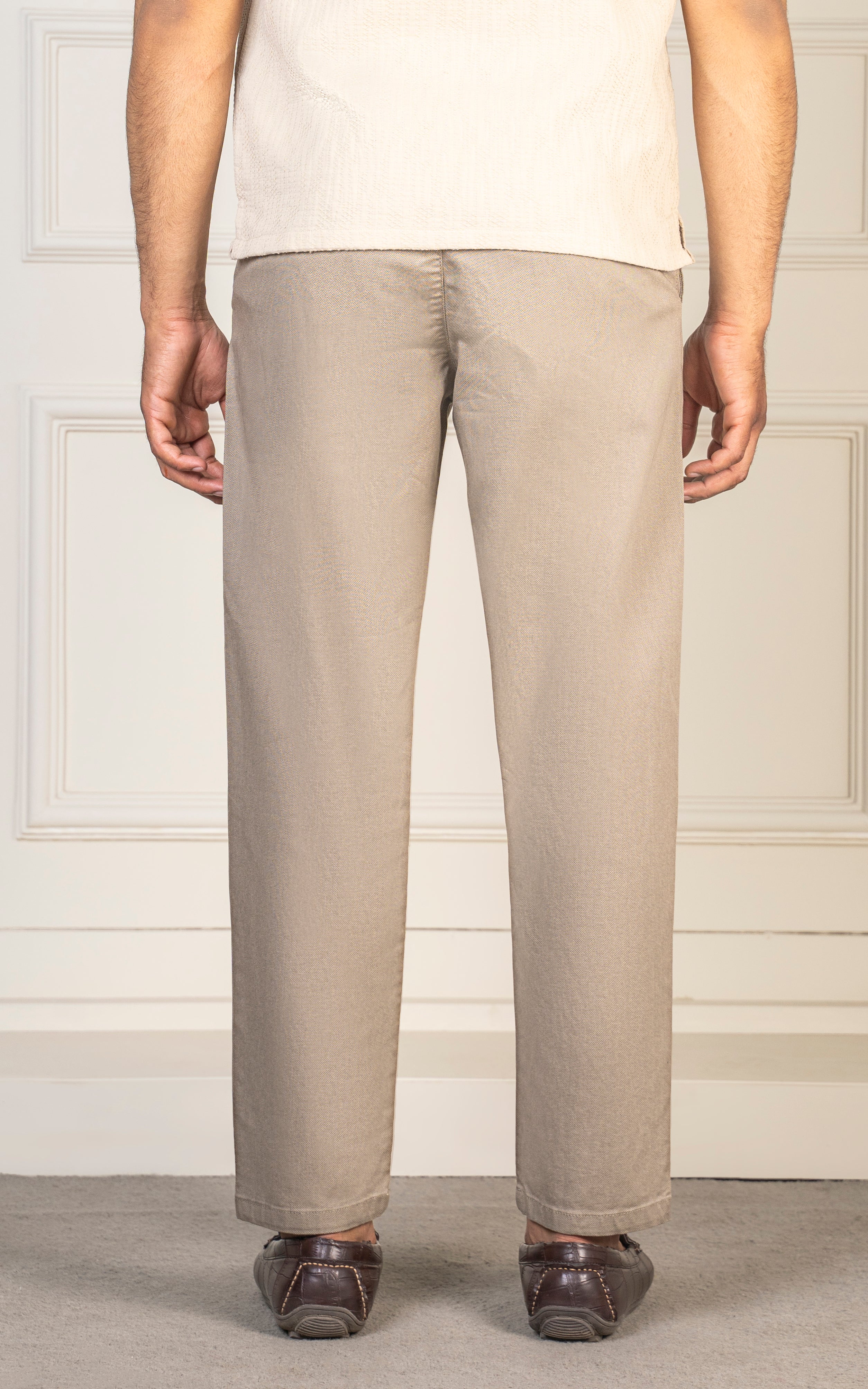 TEXTURED LOOSE FIT PANT KHAKI