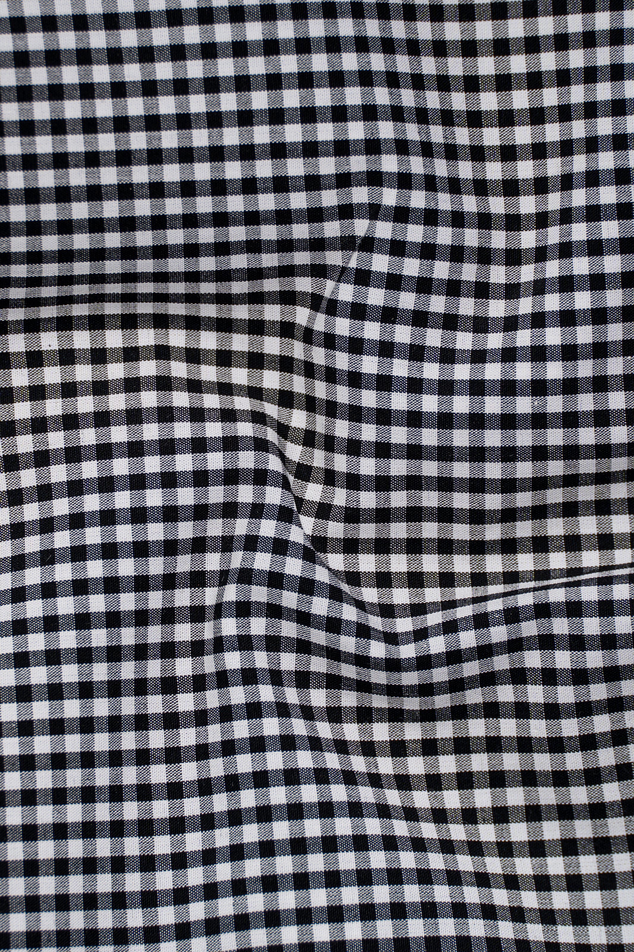 Limited edition check shirt fabric, black and white small square pattern