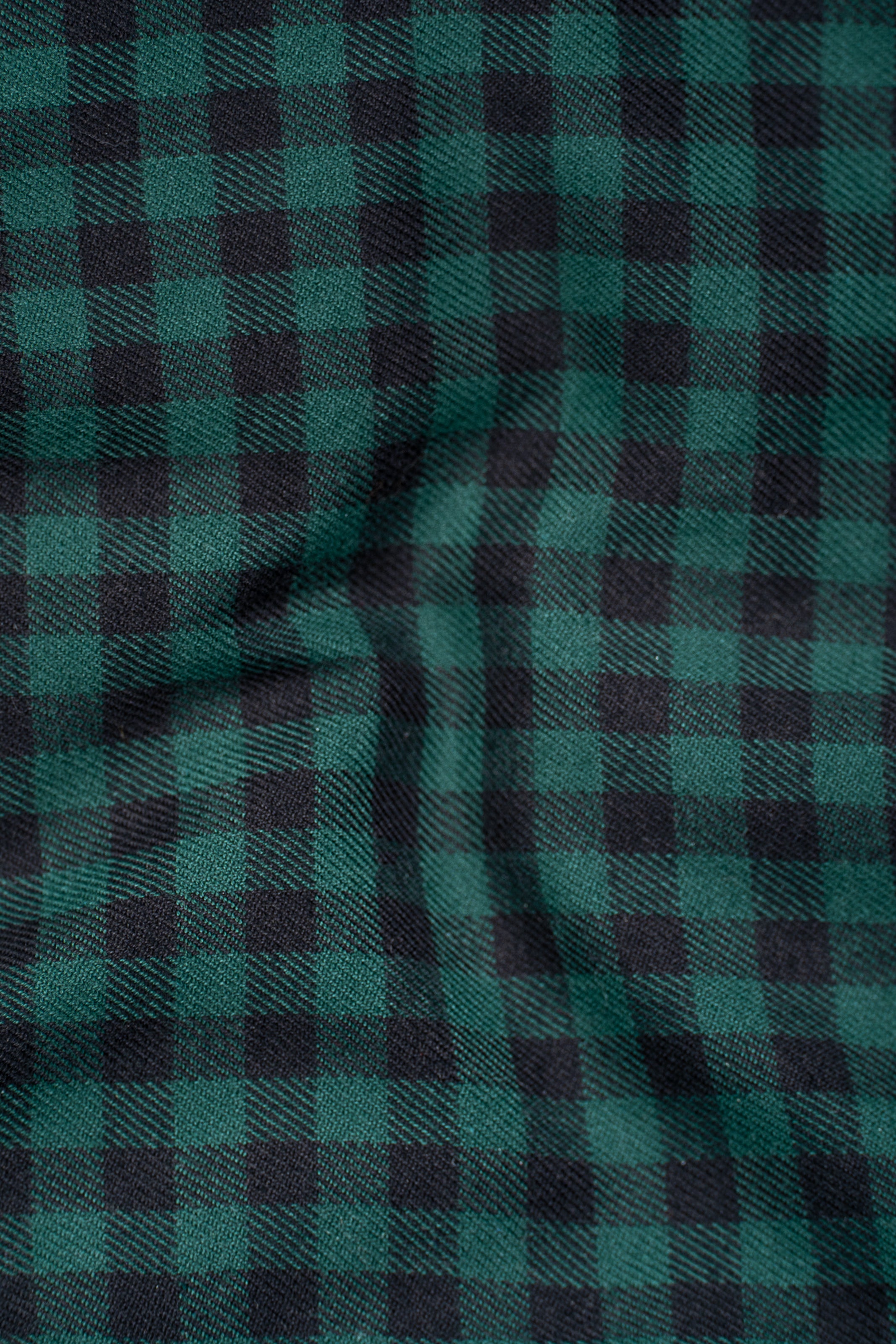 Green and black check shirt fabric texture