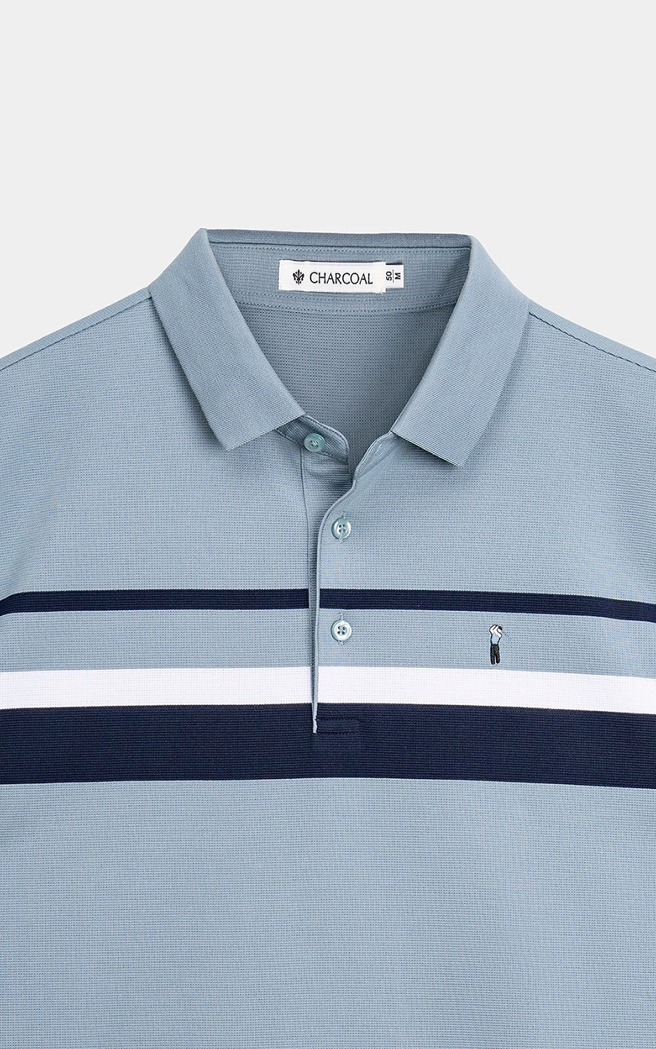 SMART FIT CLASSIC PREMIUM STRIPED POLO SHIRT PALE BLUE