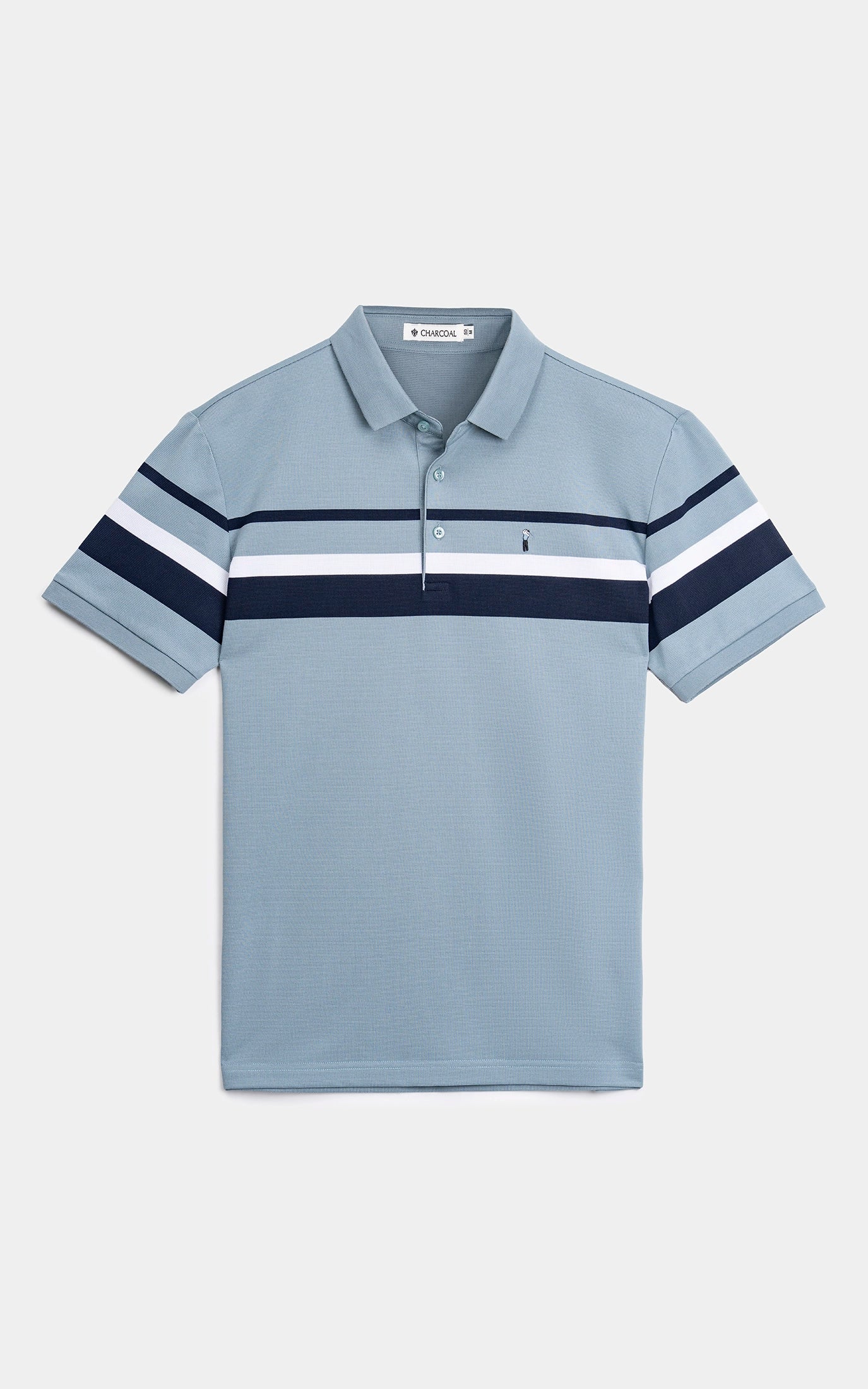 SMART FIT CLASSIC PREMIUM STRIPED POLO SHIRT PALE BLUE