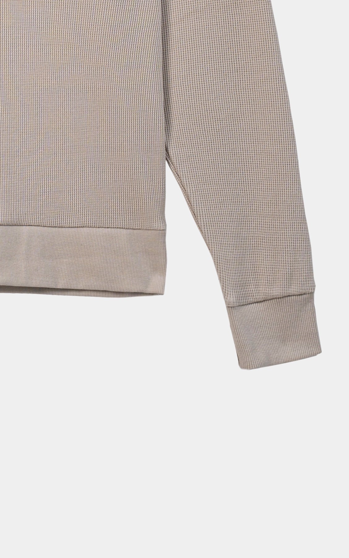 WAFFLE KNIT CREW NECK SWEATSHIRT BEIGE