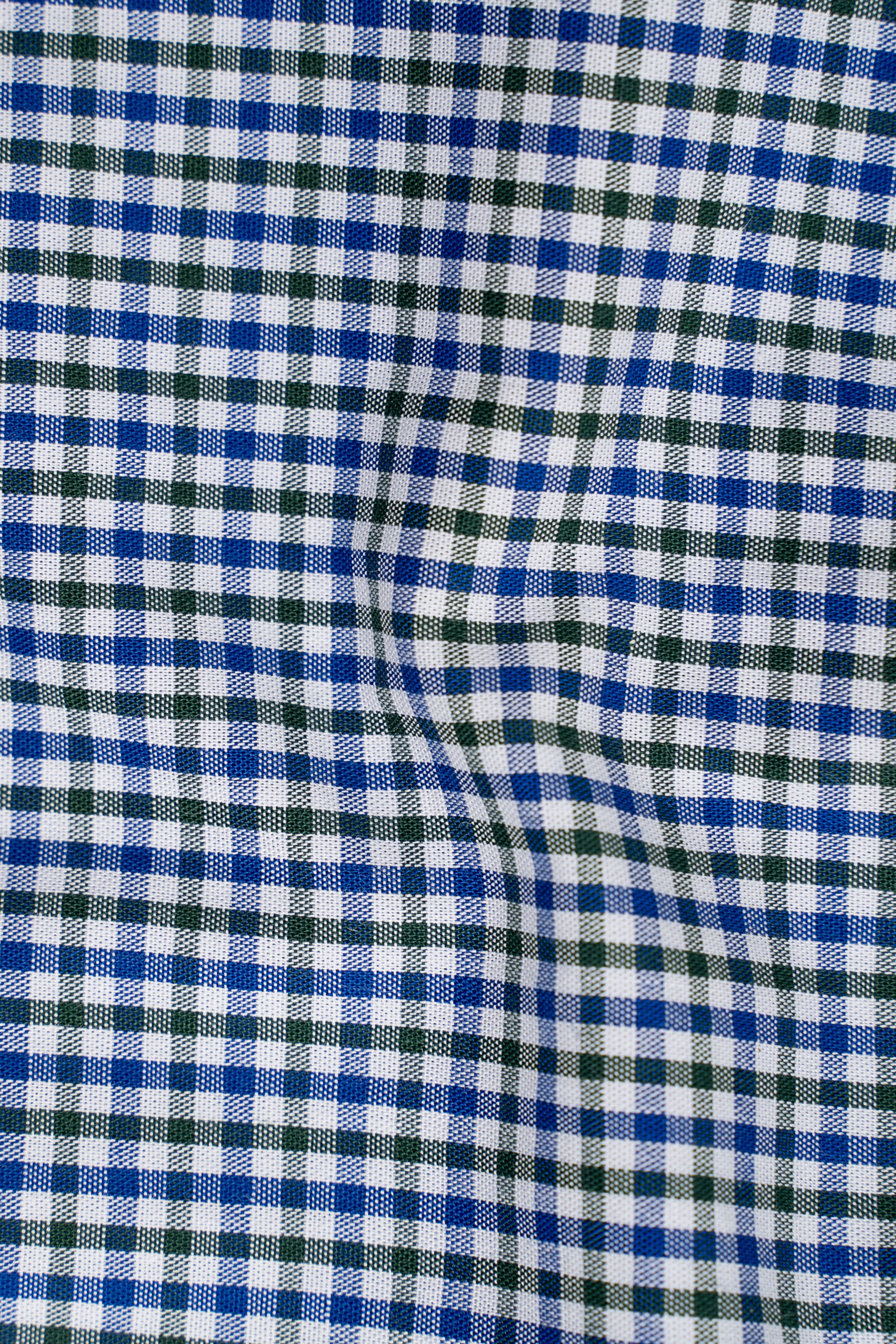 Blue green check fabric
