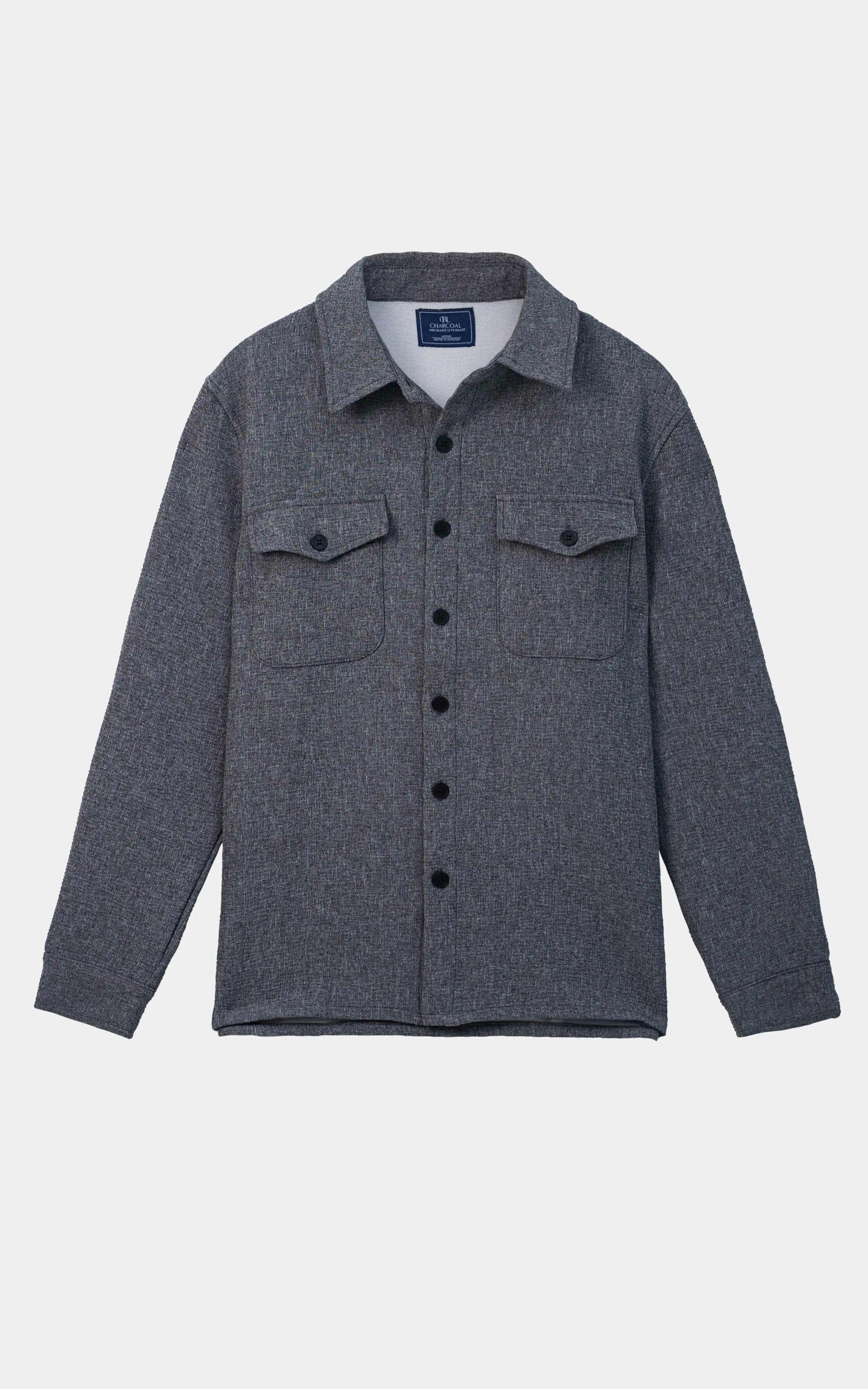 CLASSIC COLLAR OVERSHIRT CHARCOAL MELANGE