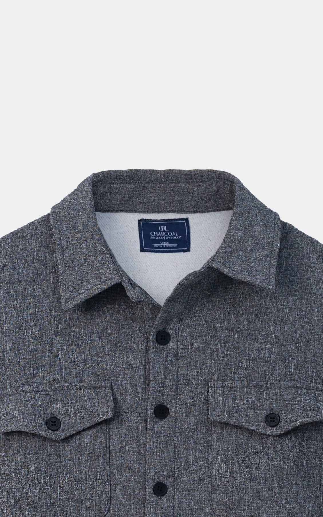 CLASSIC COLLAR OVERSHIRT CHARCOAL MELANGE
