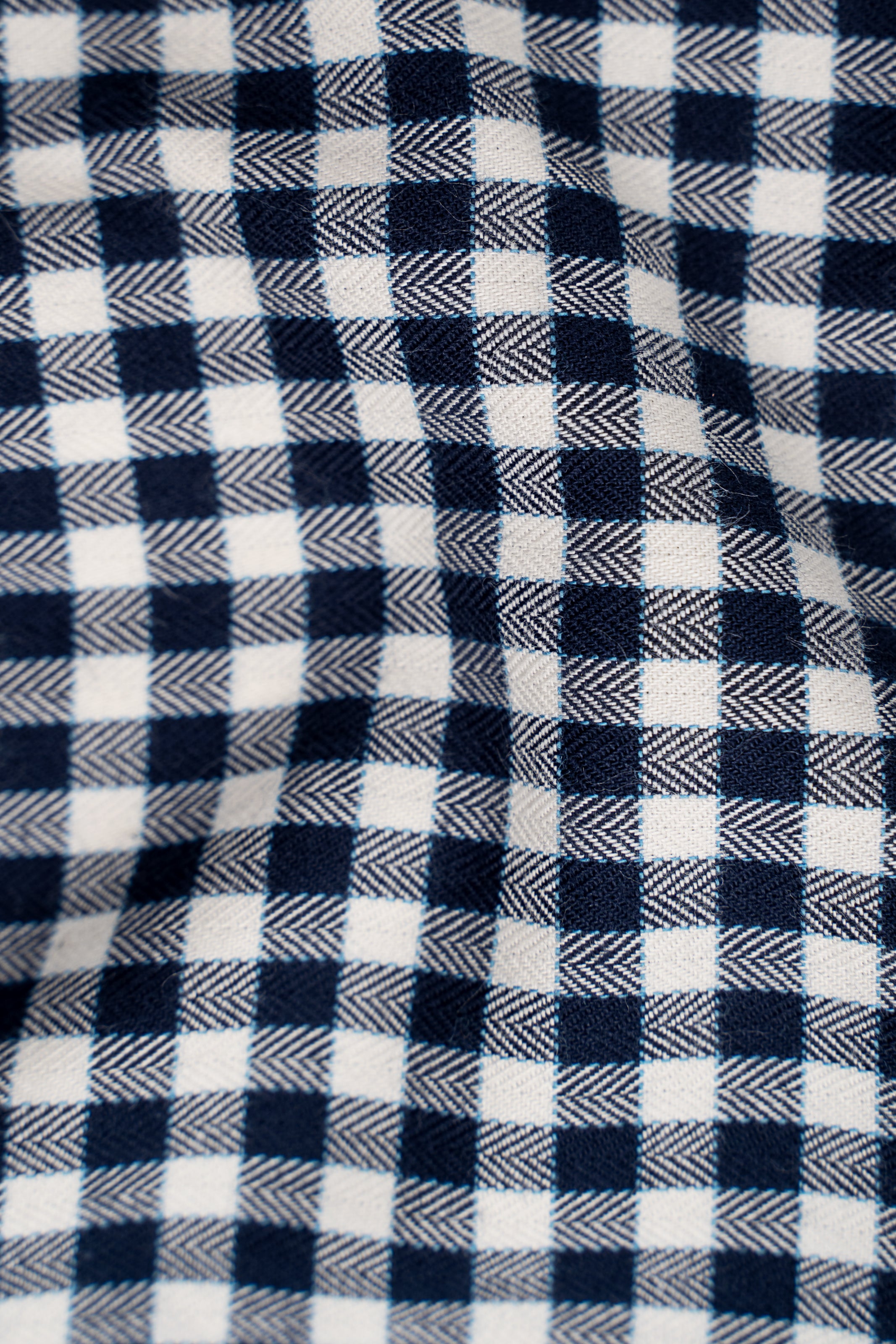 Blue and white check shirt fabric pattern