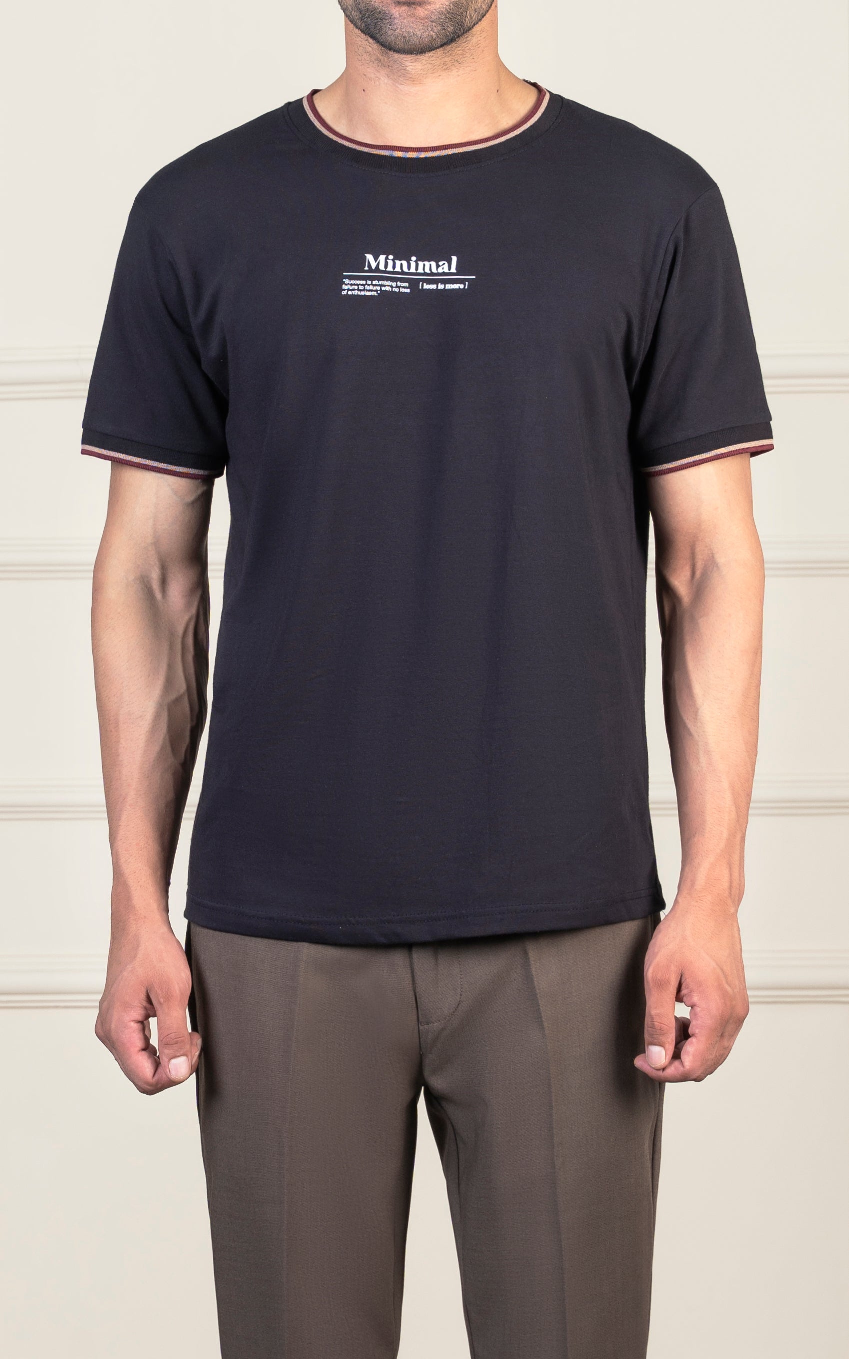 REGULAR FIT TIPPING  T-SHIRT BLACK