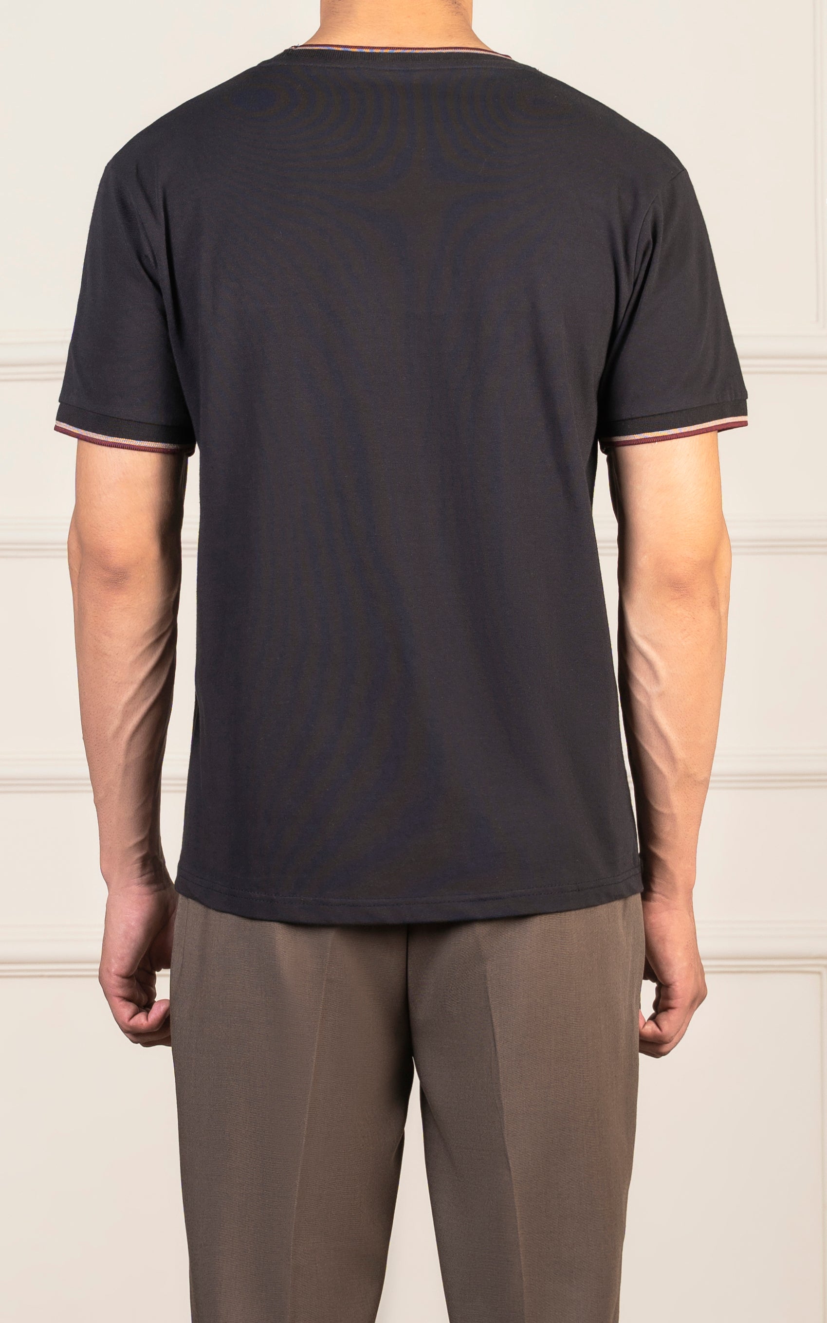 REGULAR FIT TIPPING  T-SHIRT BLACK
