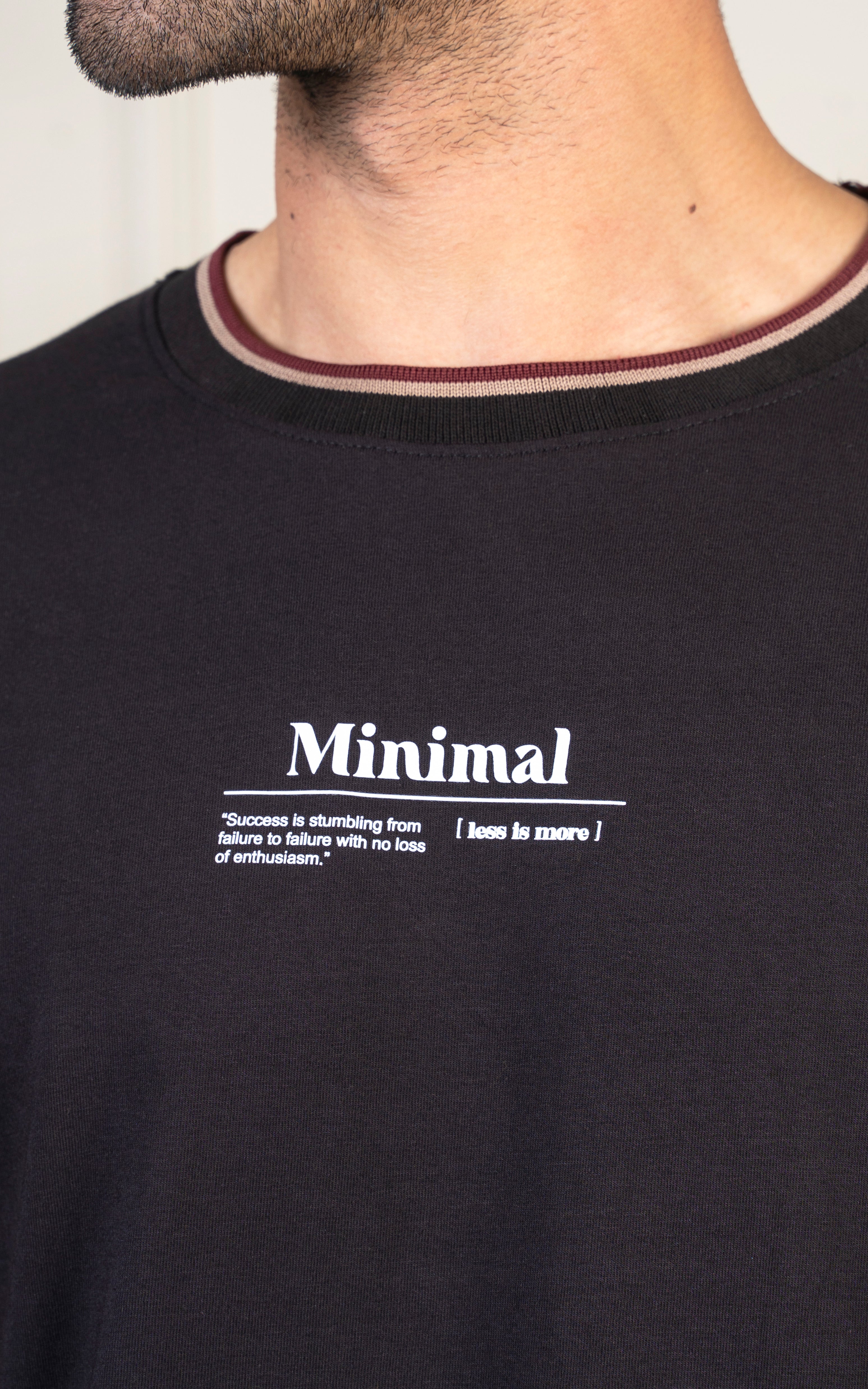 REGULAR FIT TIPPING  T-SHIRT BLACK