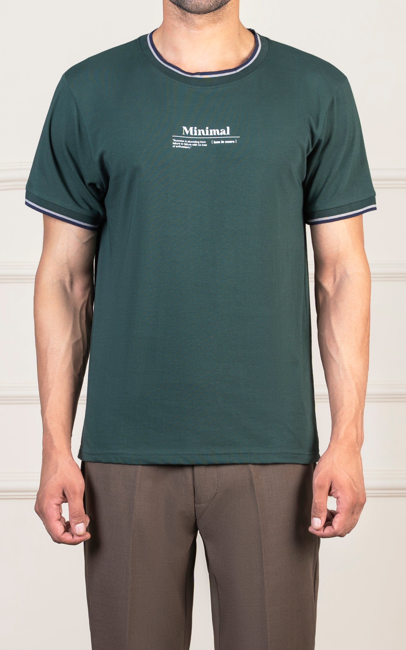 REGULAR FIT TIPPING  T-SHIRT GREEN