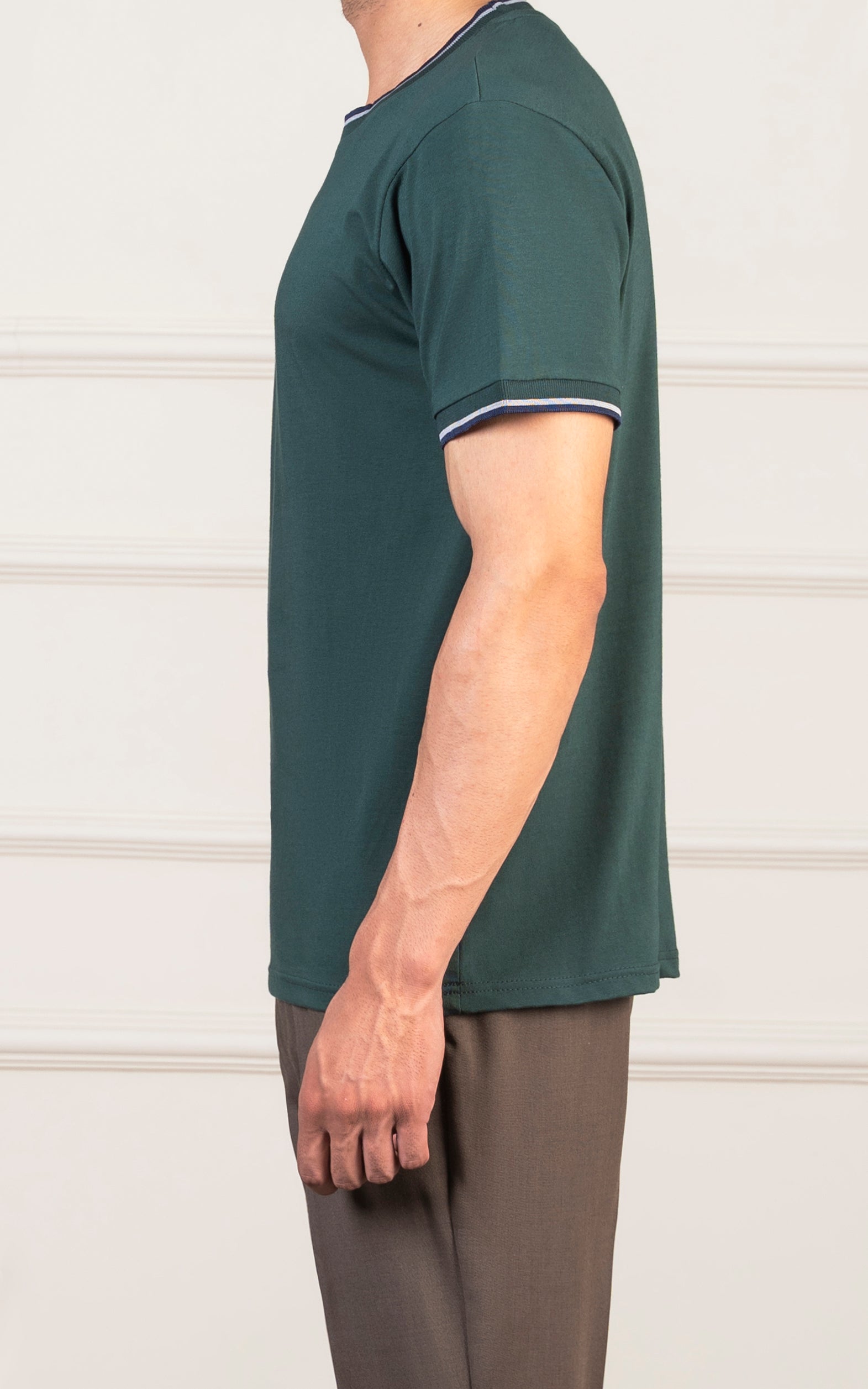 REGULAR FIT TIPPING  T-SHIRT GREEN