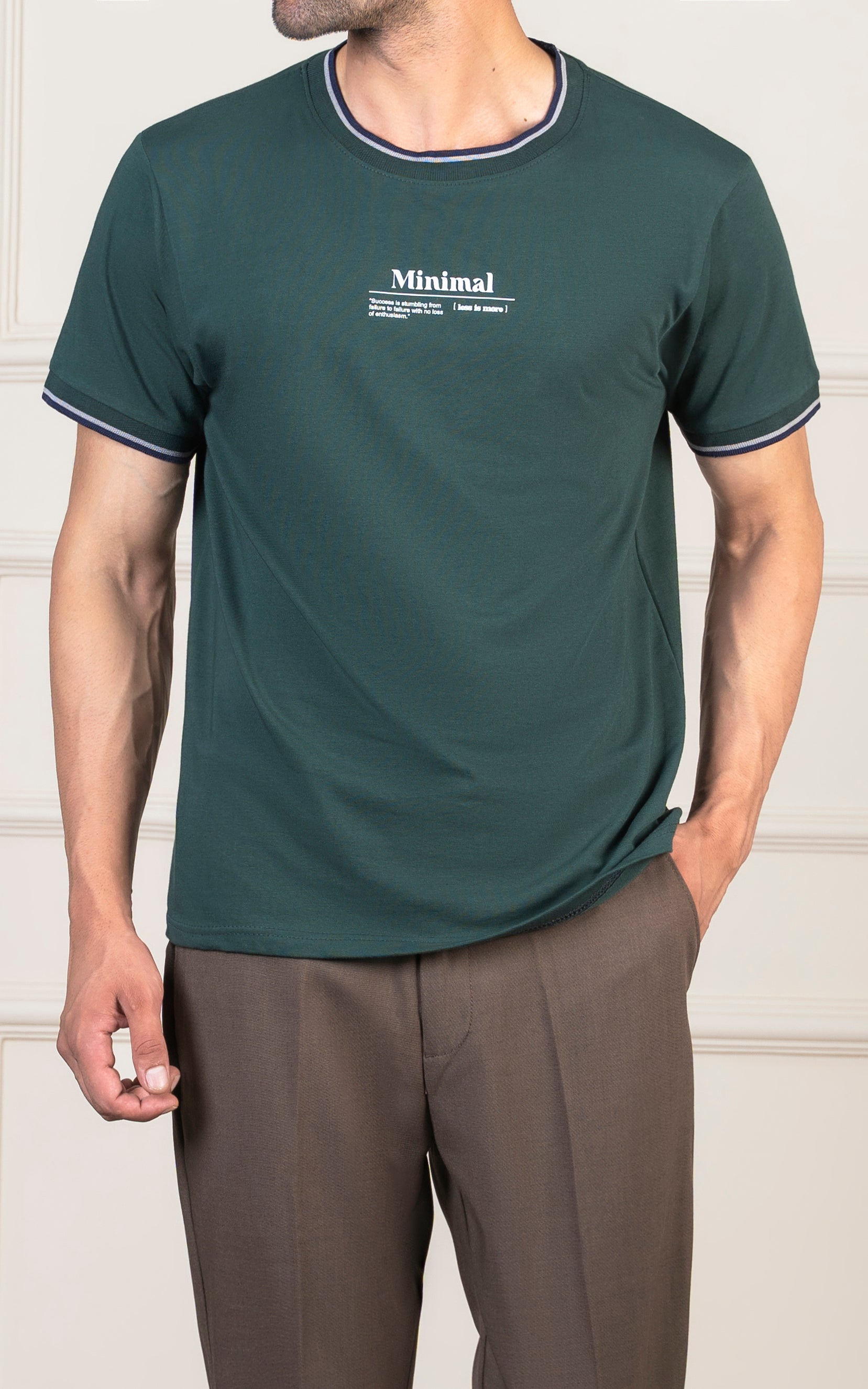 REGULAR FIT TIPPING  T-SHIRT GREEN