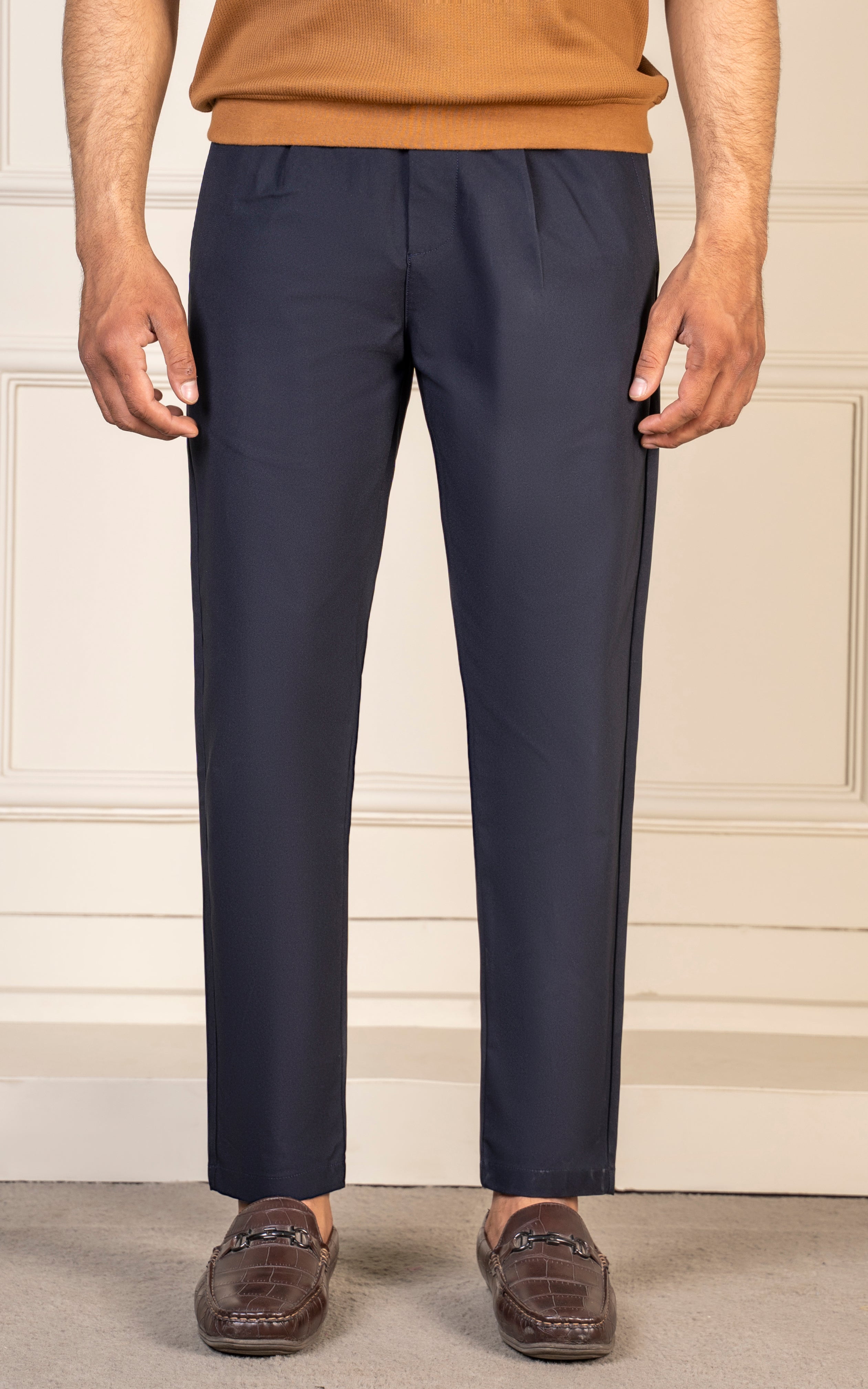 TWILL REGULAR TAPERED FIT PANT NAVY