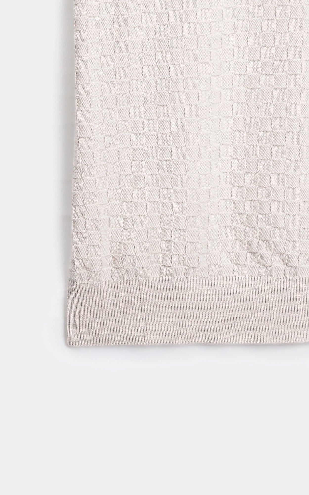 SWEATER KNIT SELF TEXTURED POLO BEIGE