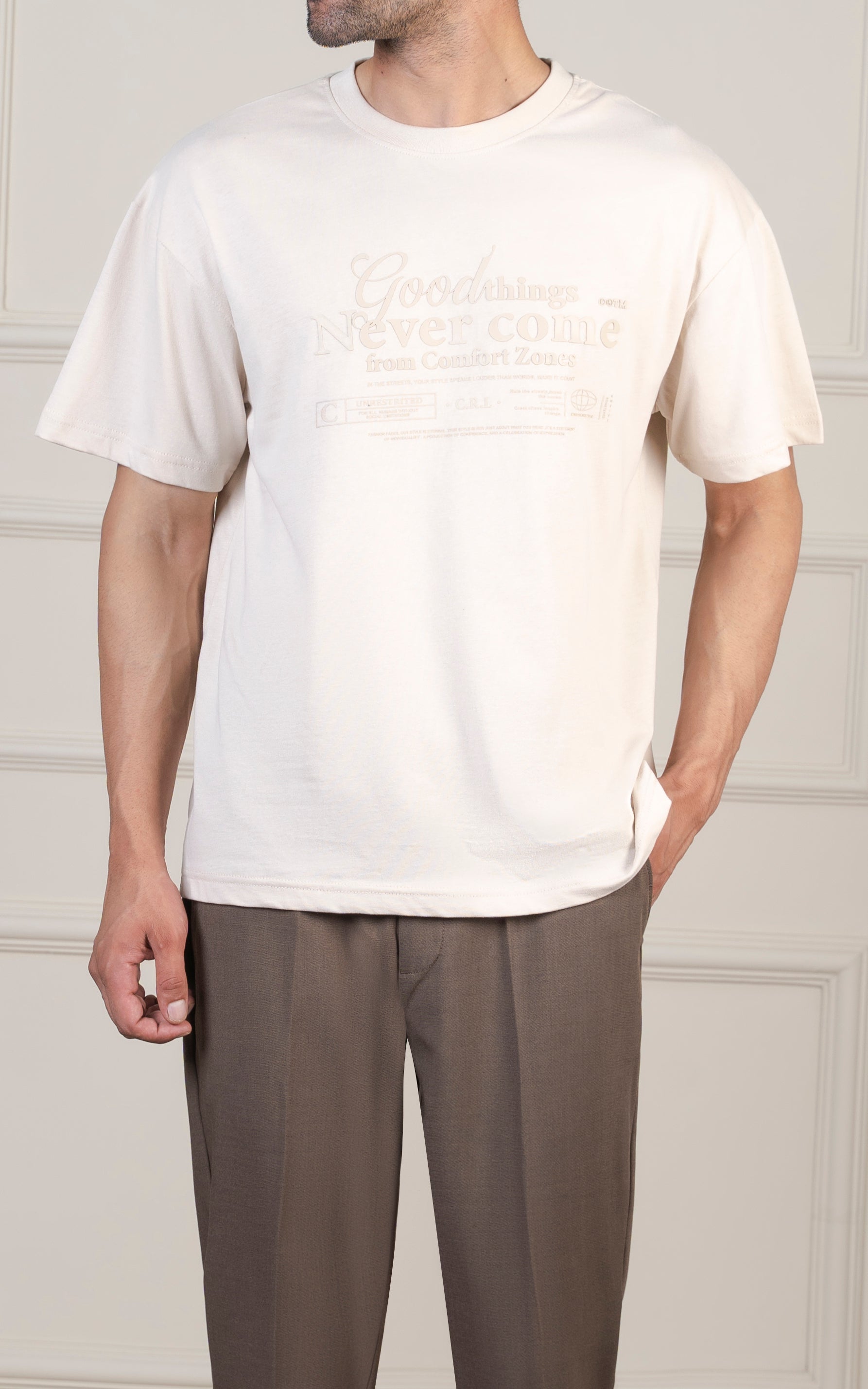 OVERSIZED GRAPHIC T-SHIRT BEIGE