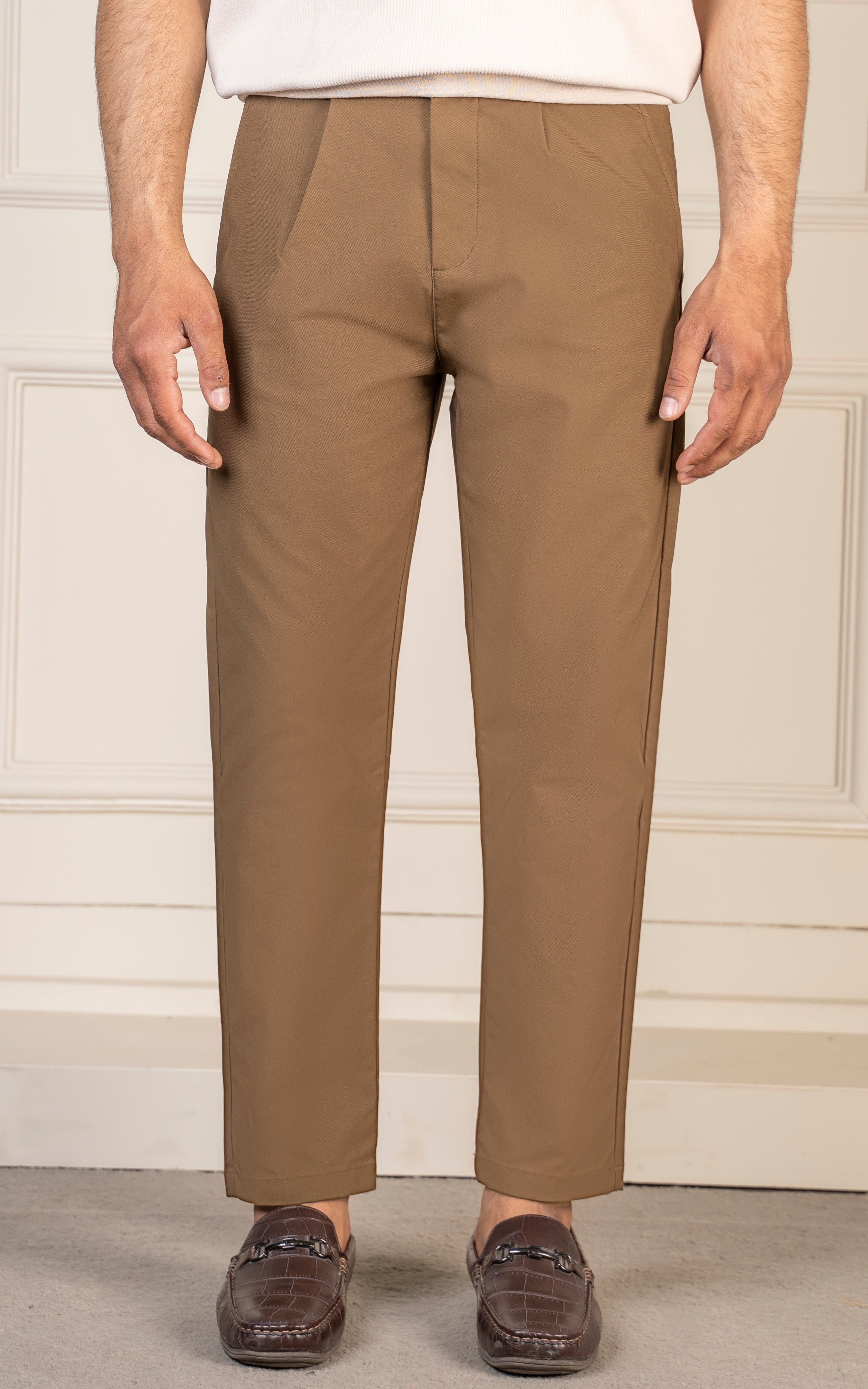 TWILL REGULAR TAPERED FIT PANT CAMEL