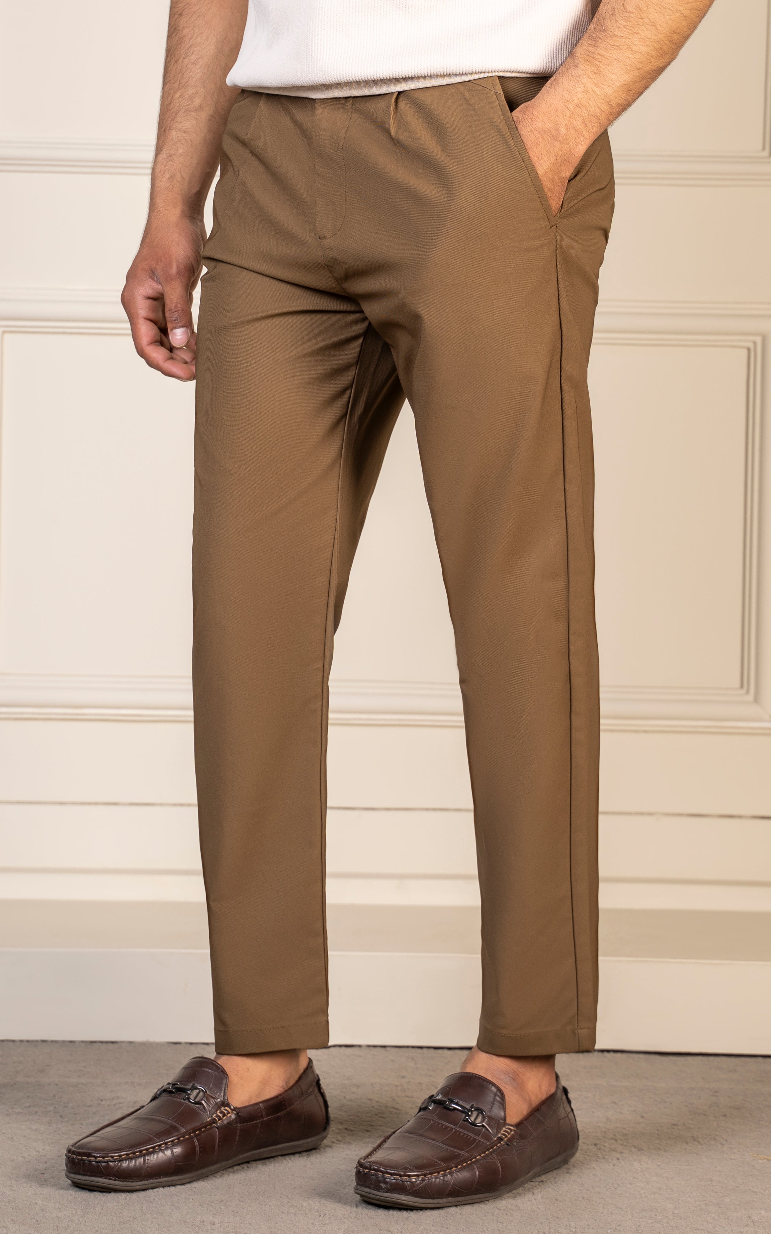TWILL REGULAR TAPERED FIT PANT CAMEL