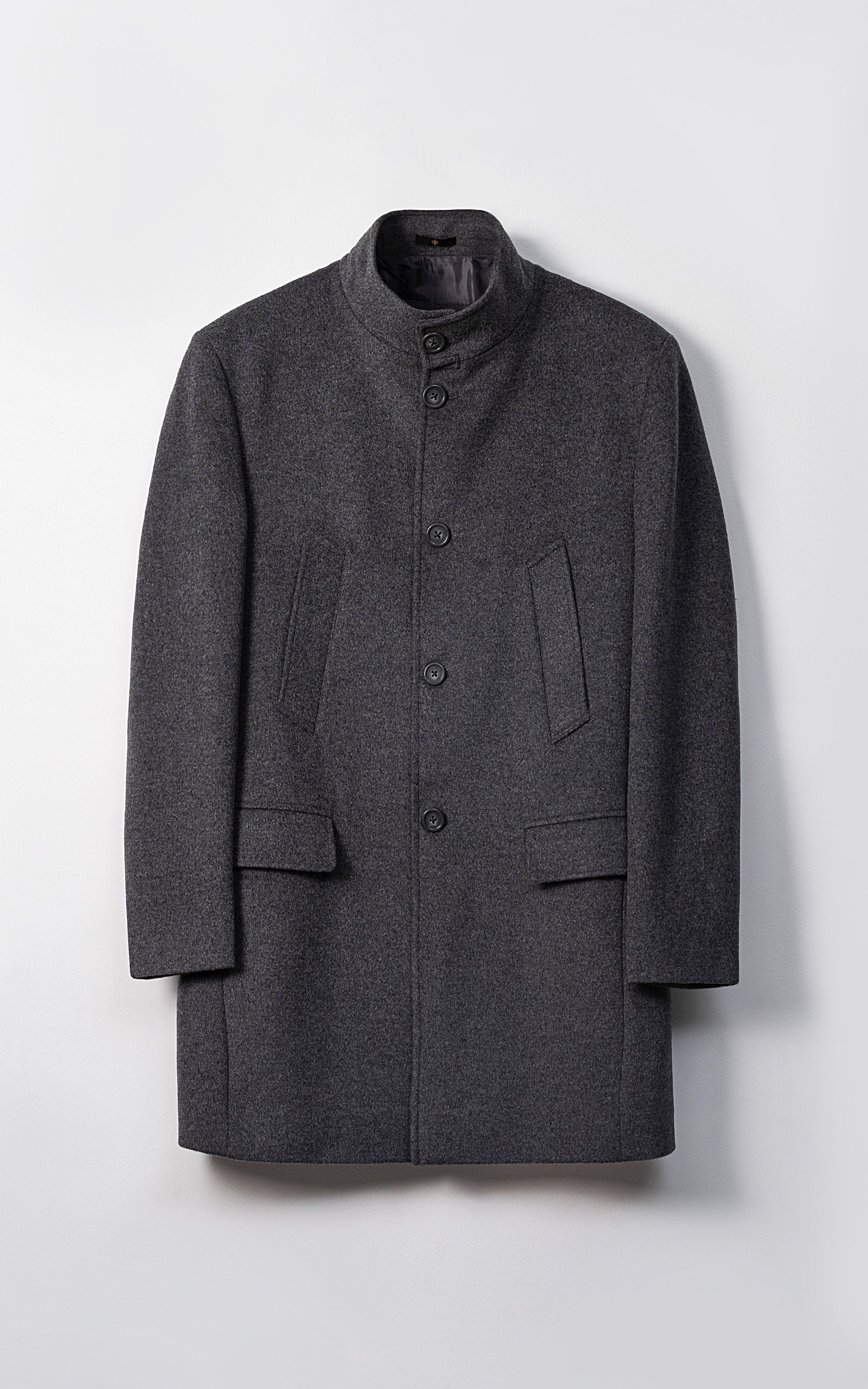 Shop MEN'S LONG WOOL COAT CHARCOAL GREY For Men Online