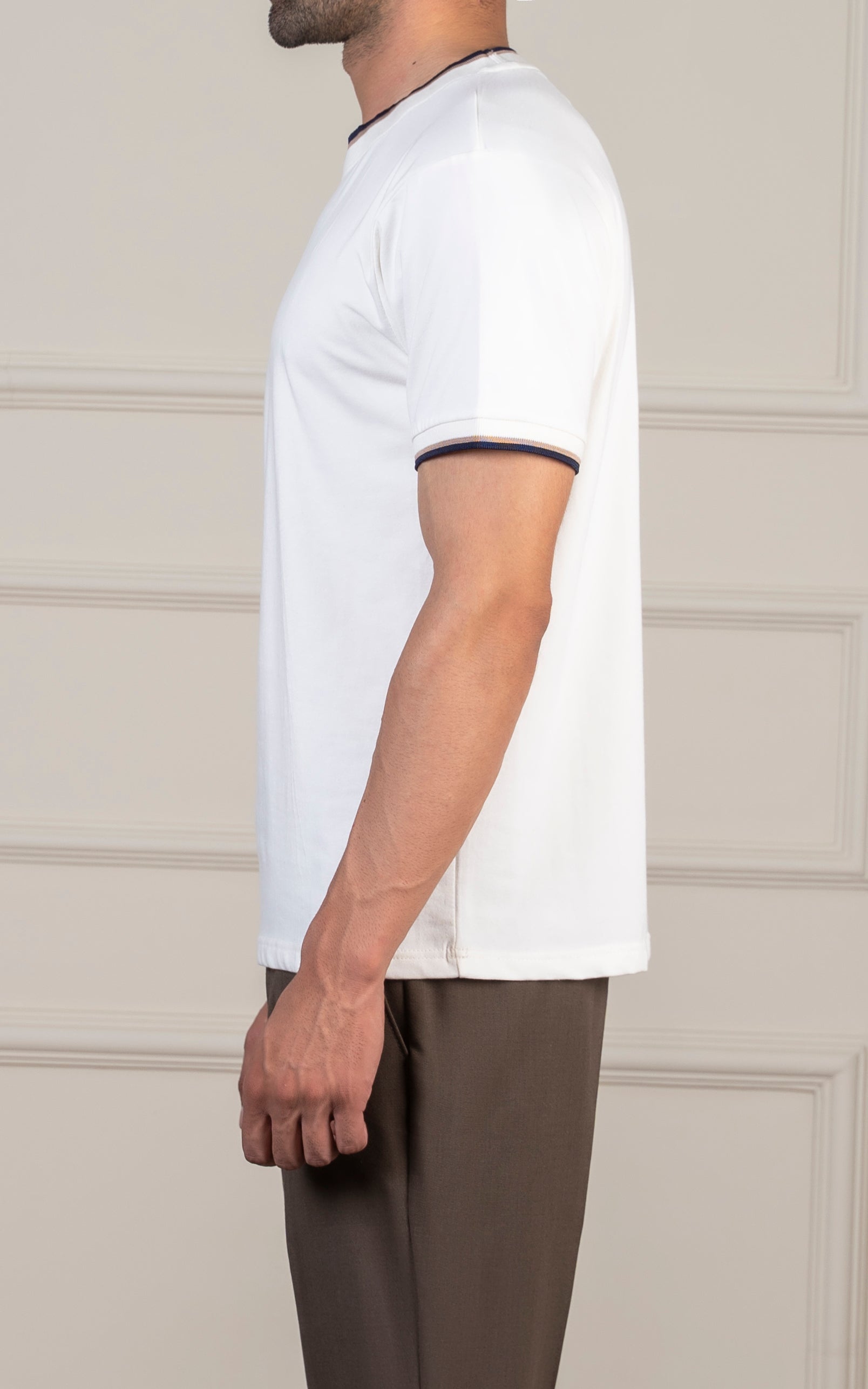 REGULAR FIT TIPPING  T-SHIRT WHITE