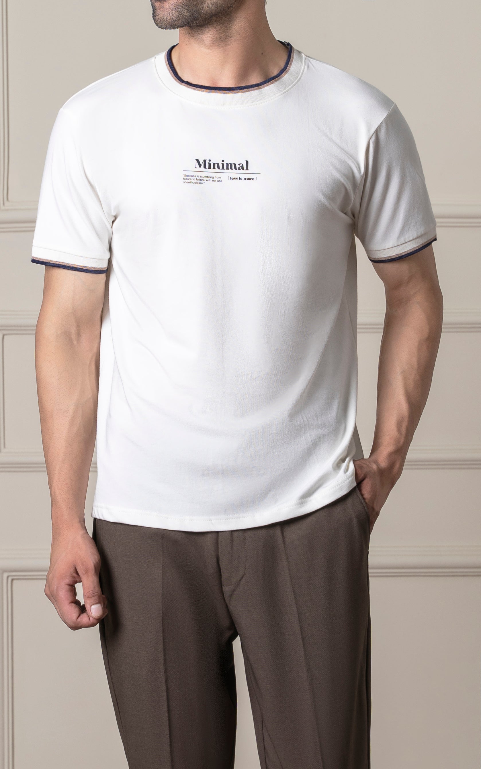 REGULAR FIT TIPPING  T-SHIRT WHITE