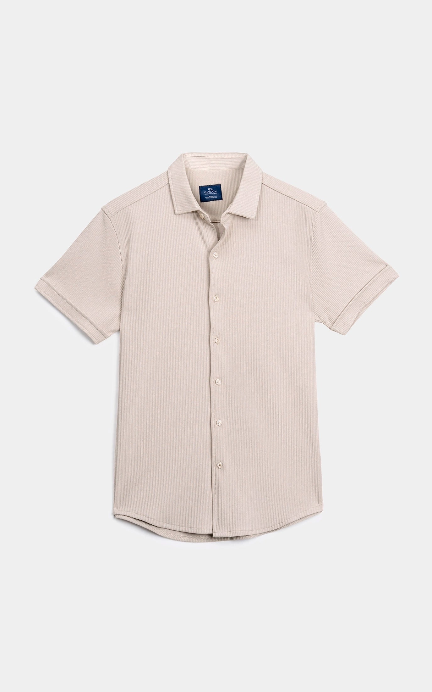 SELF JACQUARD STRIPED CASUAL SHIRT BEIGE