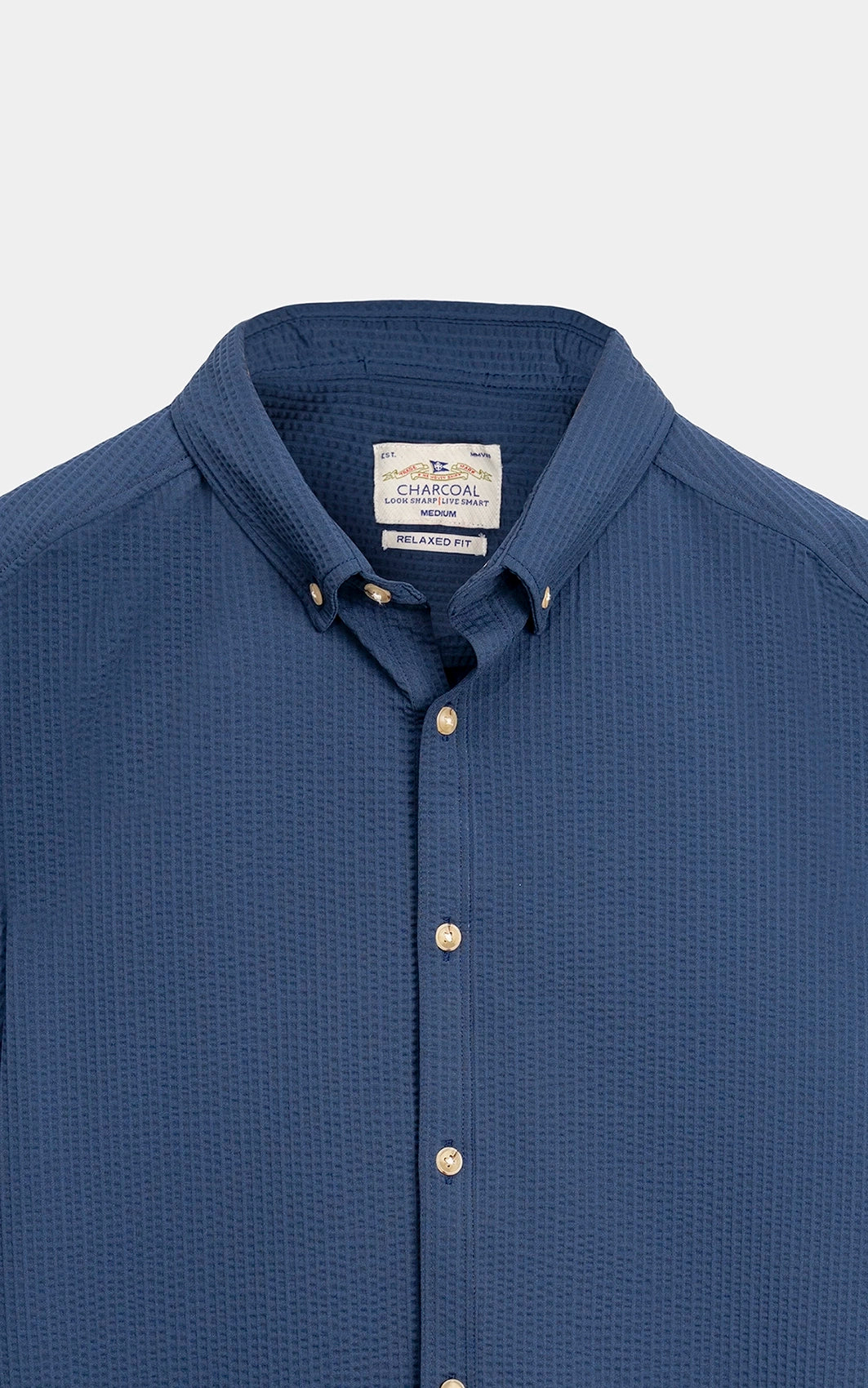 RELAXED FIT BUTTON DOWN CASUAL SHIRT NAVY