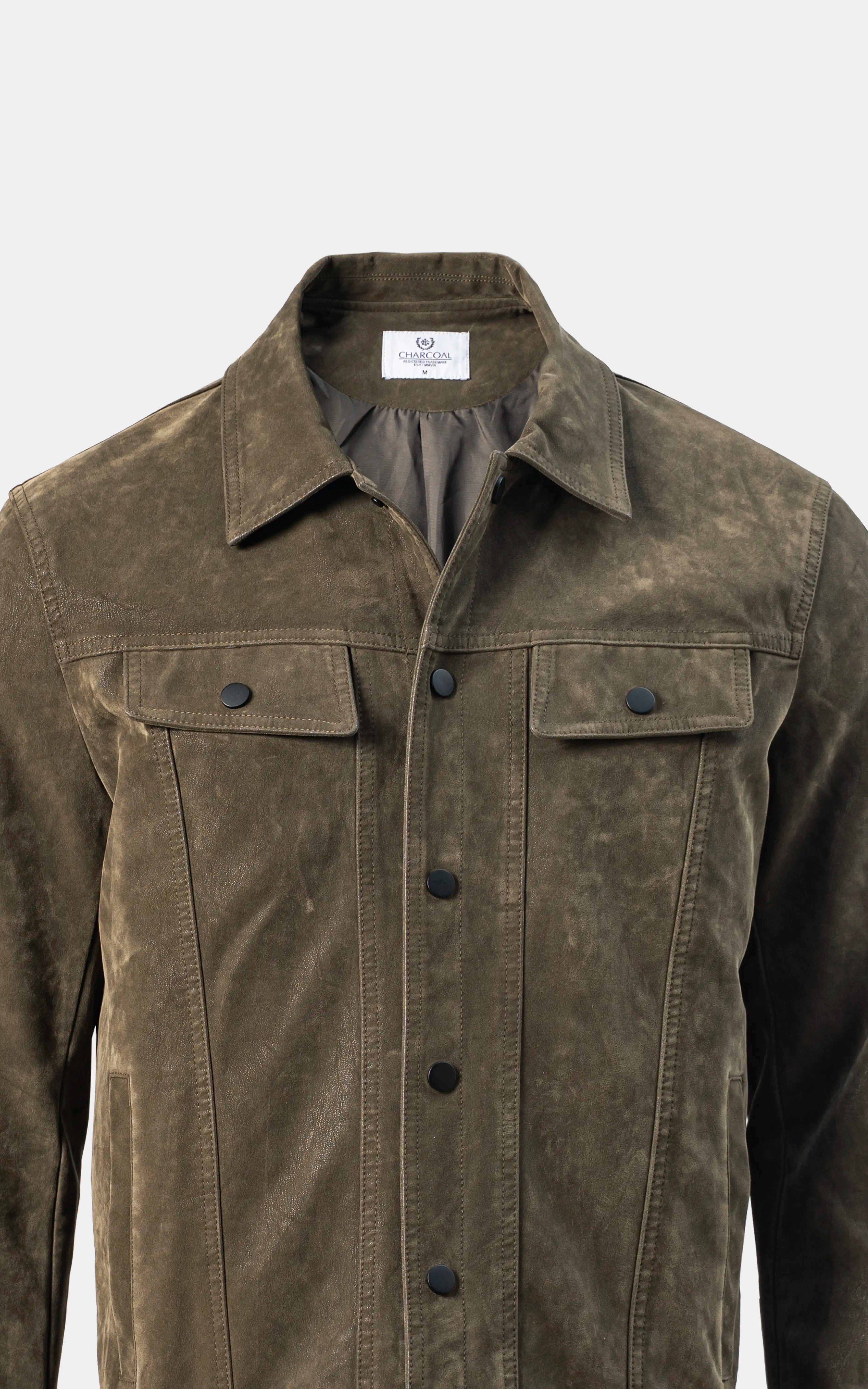 PU Leather Jacket Dark Olive