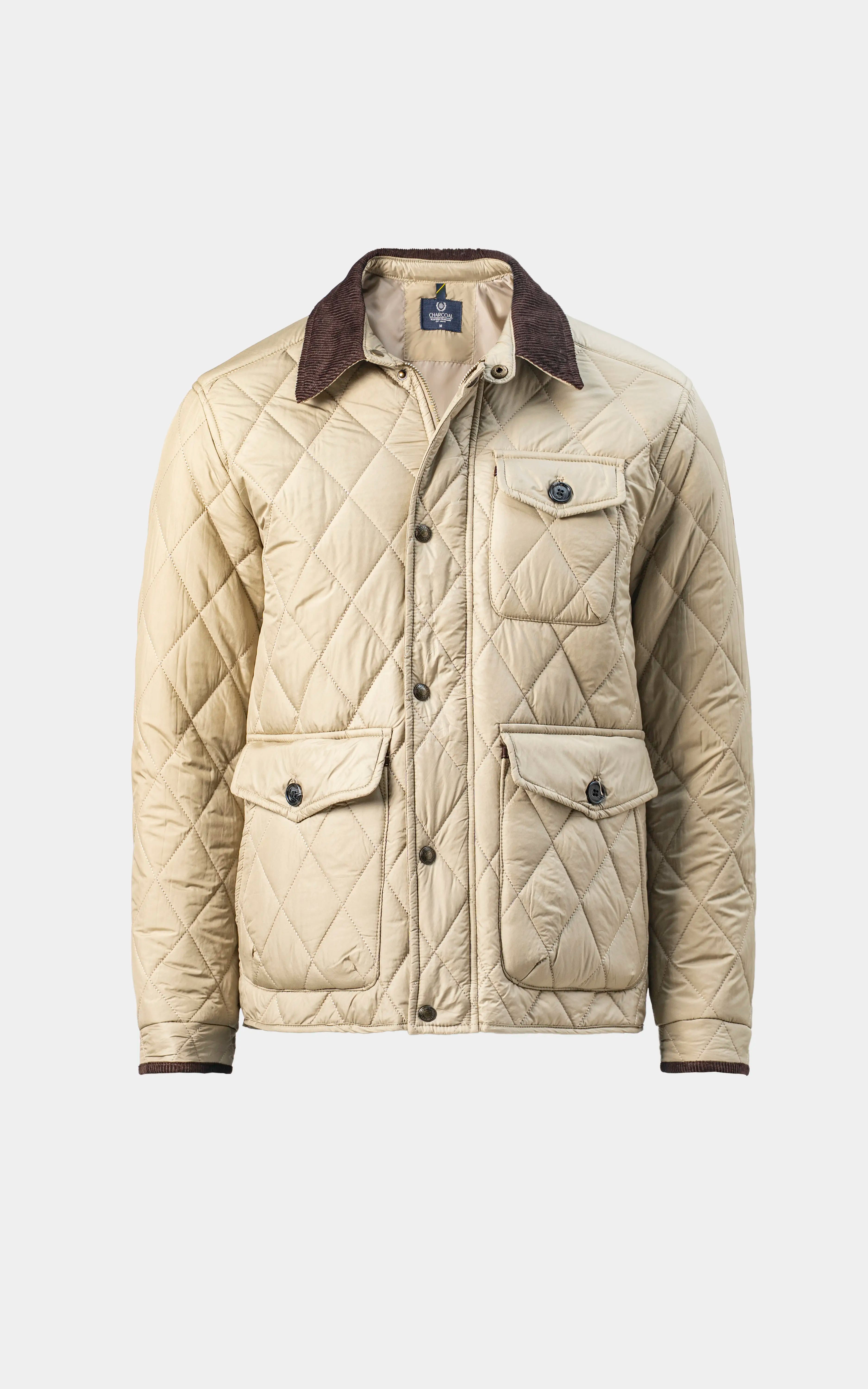 REGULAR FIT FULLSLEEVE QUILTED JACKET LIGTH KHAKI