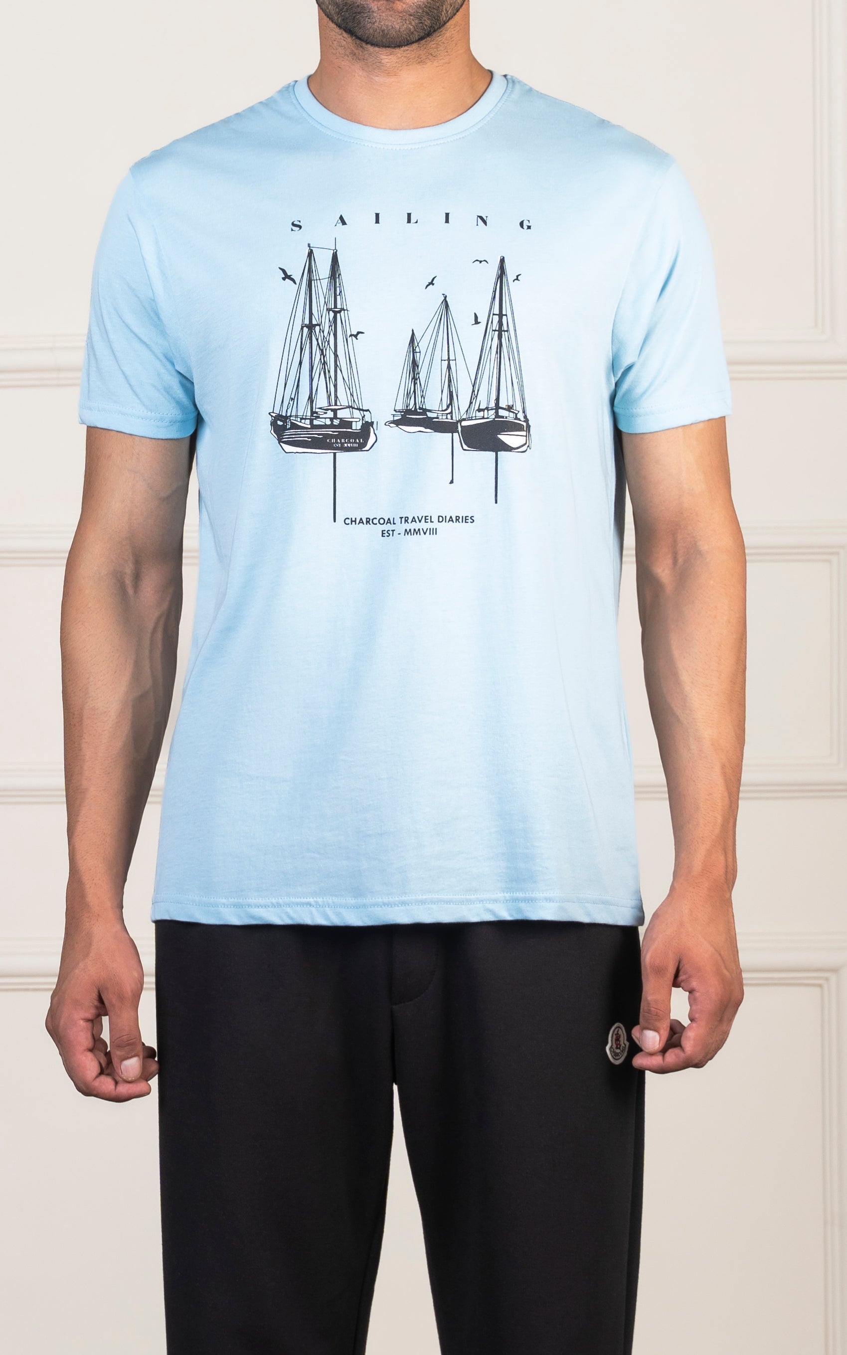REGULAR FIT GRAPHIC T-SHIRT SKY