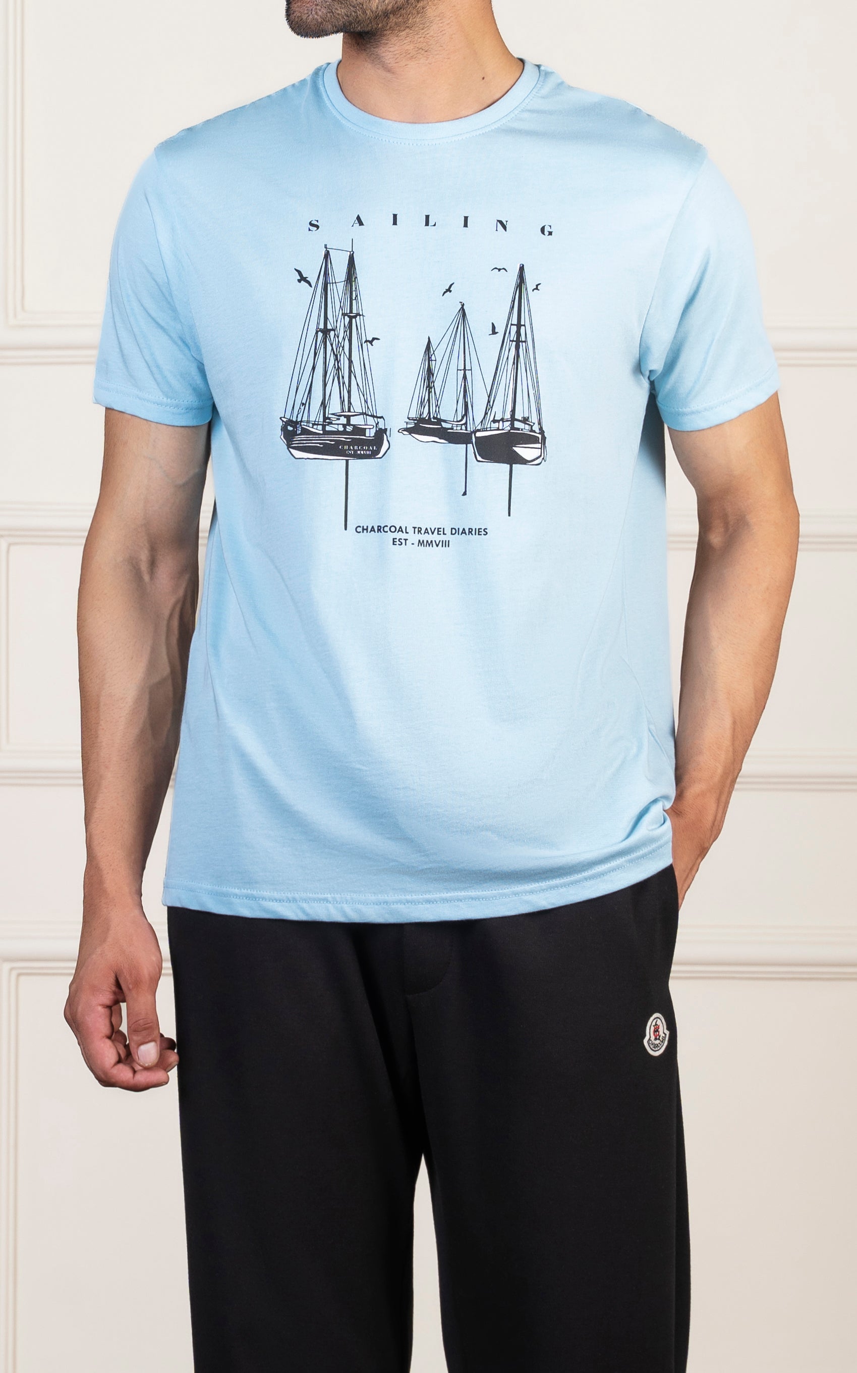 REGULAR FIT GRAPHIC T-SHIRT SKY
